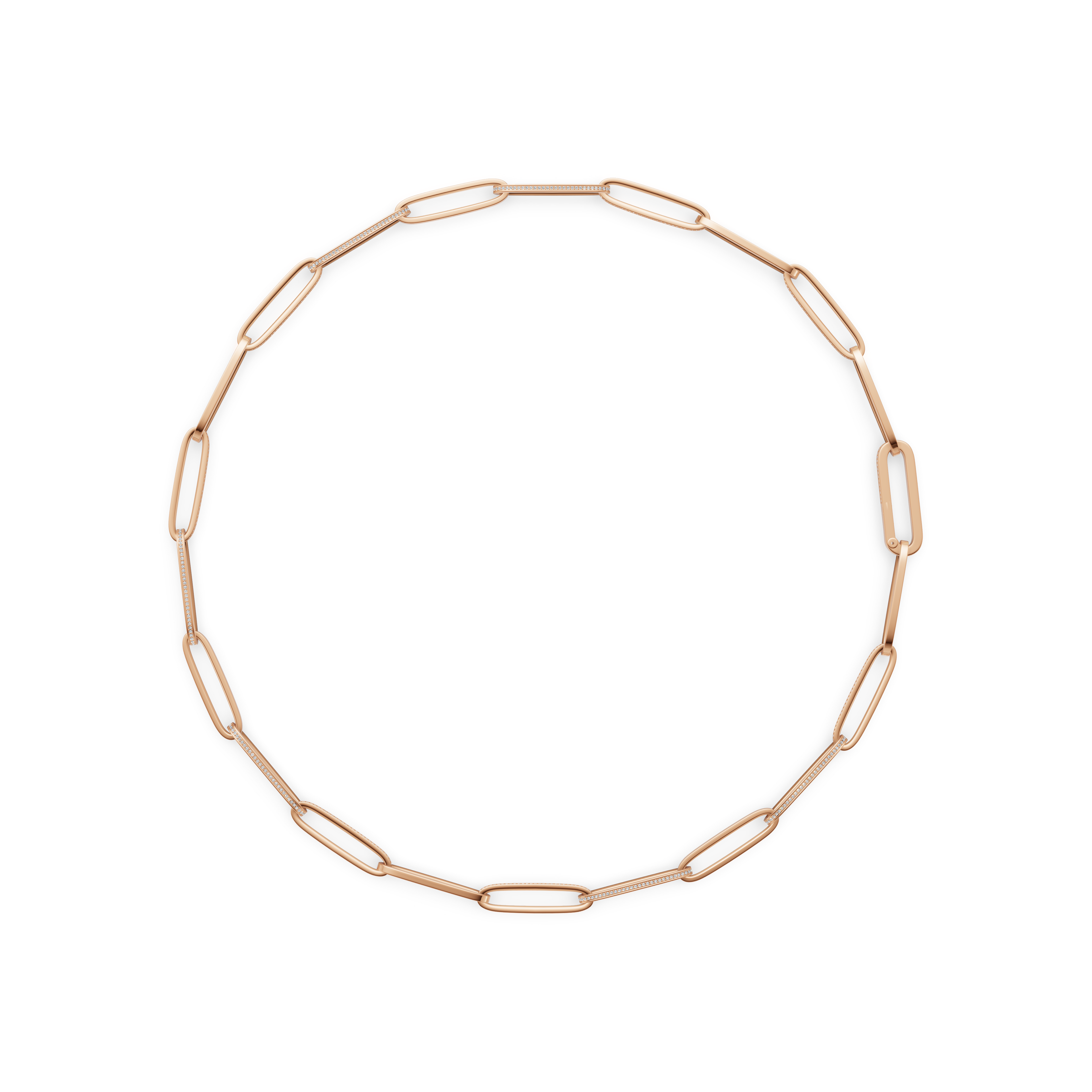 'Diana' Lab Diamond Pavé & High Polish, Semi-set Large Link Necklace