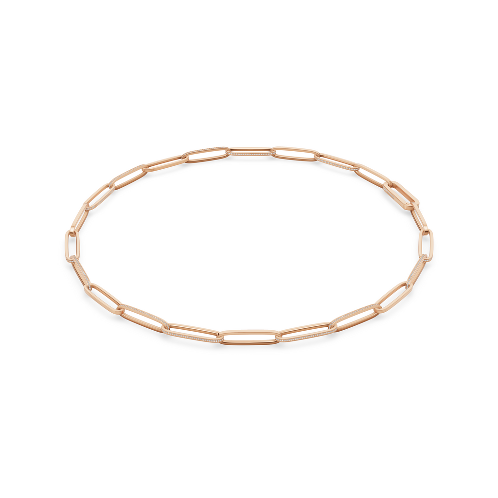 'Diana' Lab Diamond Pavé & High Polish, Semi-set Large Link Necklace