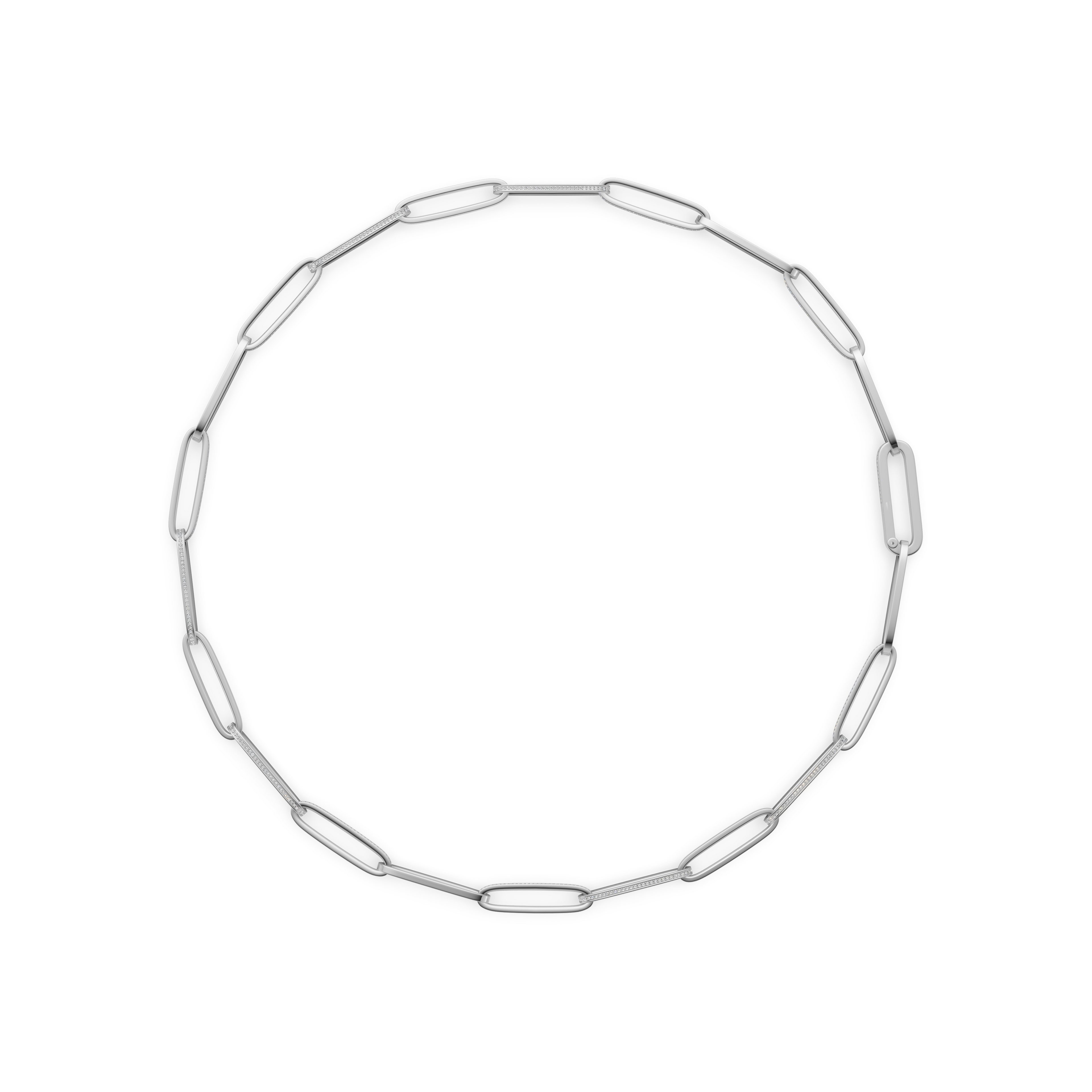 'Diana' Lab Diamond Pavé & High Polish, Semi-set Large Link Necklace