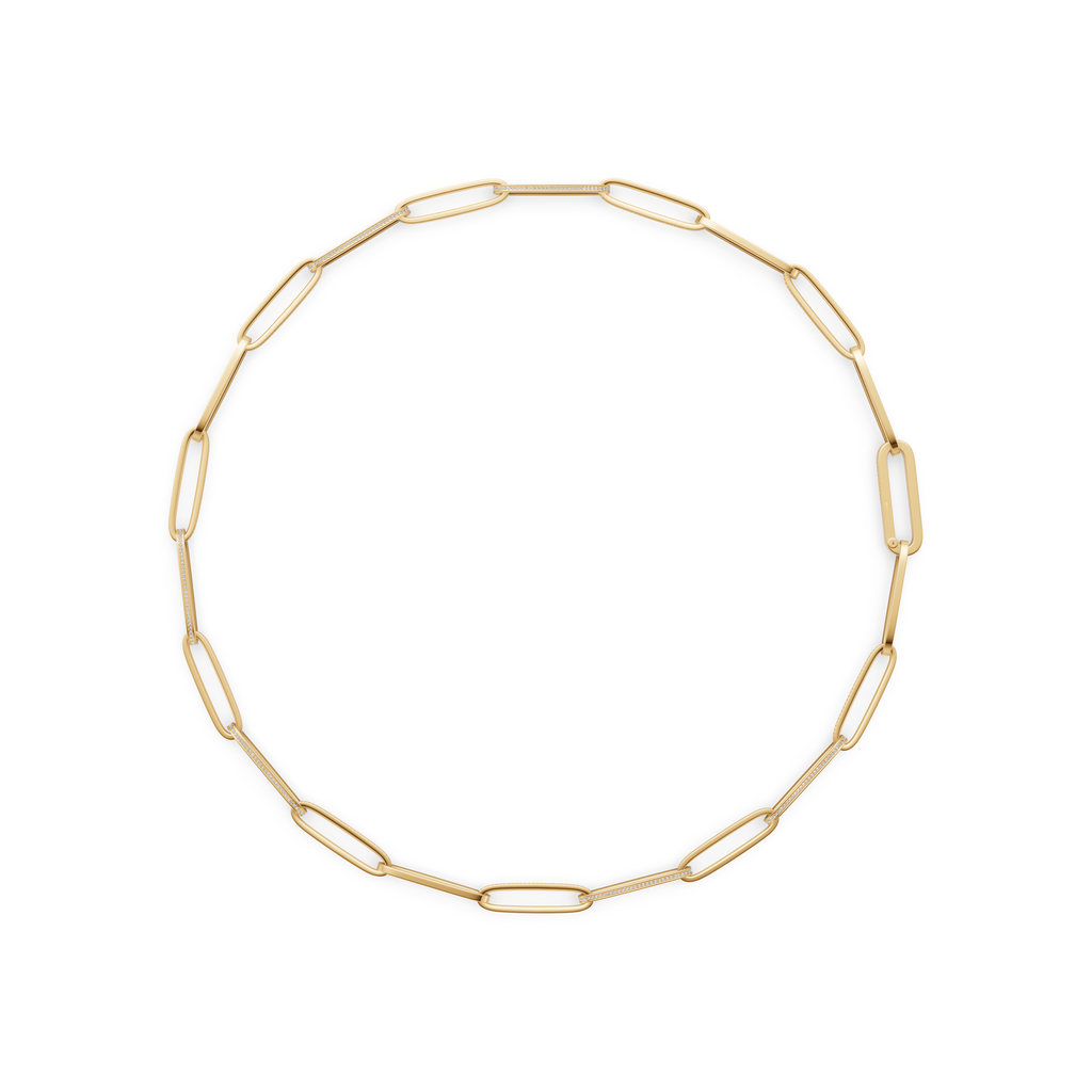 'Diana' Lab Diamond Pavé & High Polish, Semi-set Large Link Necklace