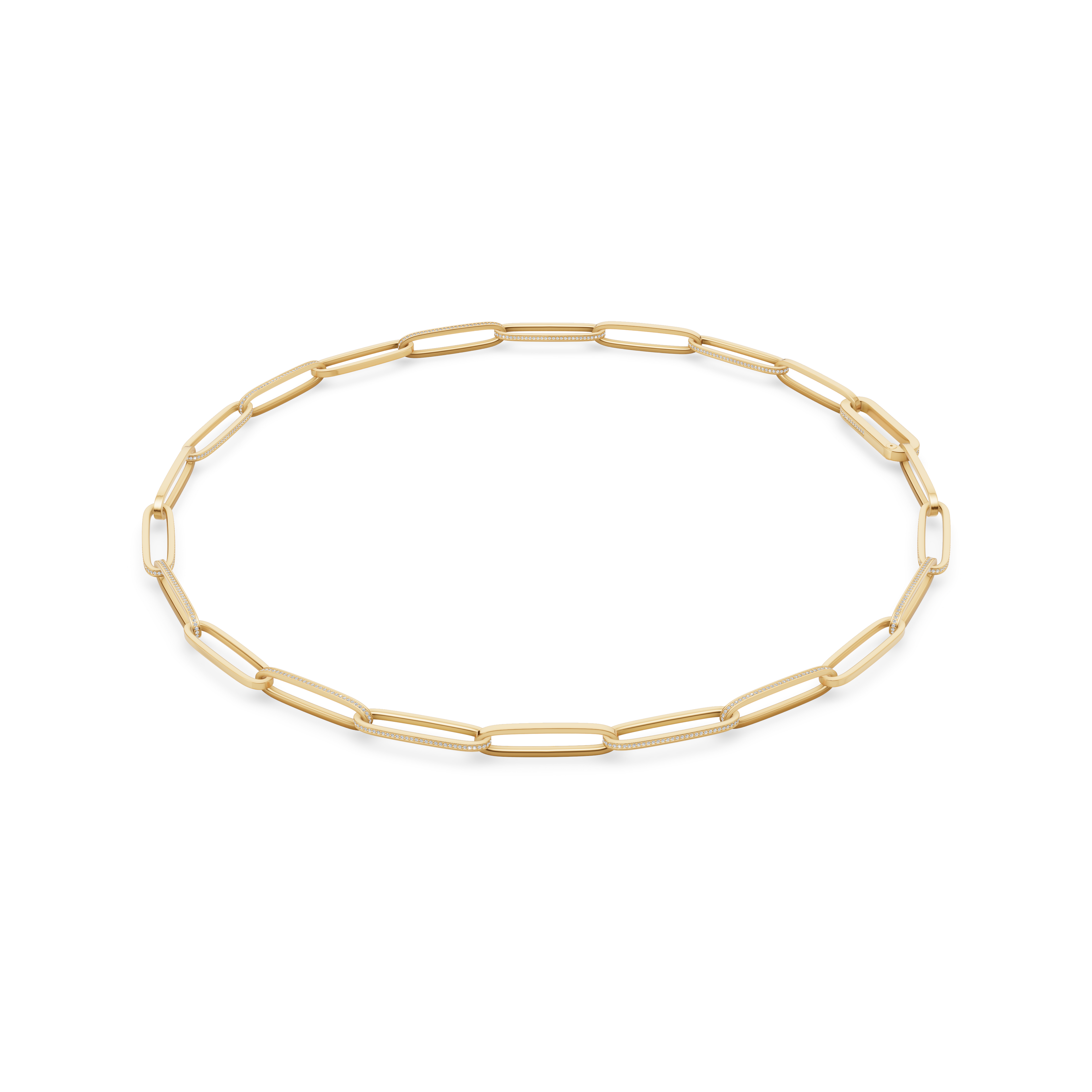 'Diana' Lab Diamond Pavé & High Polish, Semi-set Large Link Necklace