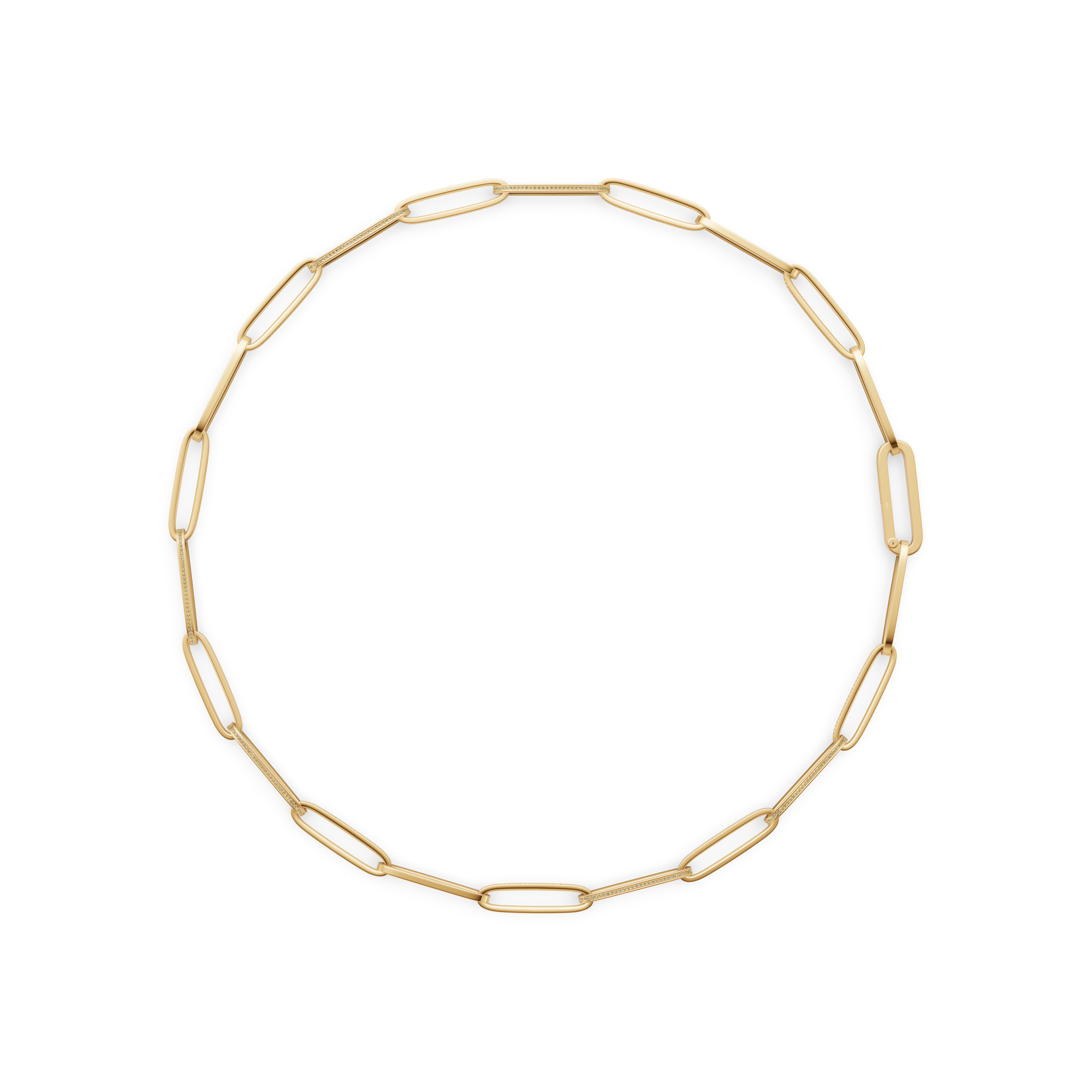 'Diana' Fancy Champagne Natural Diamond Pavé & High Polish, Semi-set Large Link Necklace