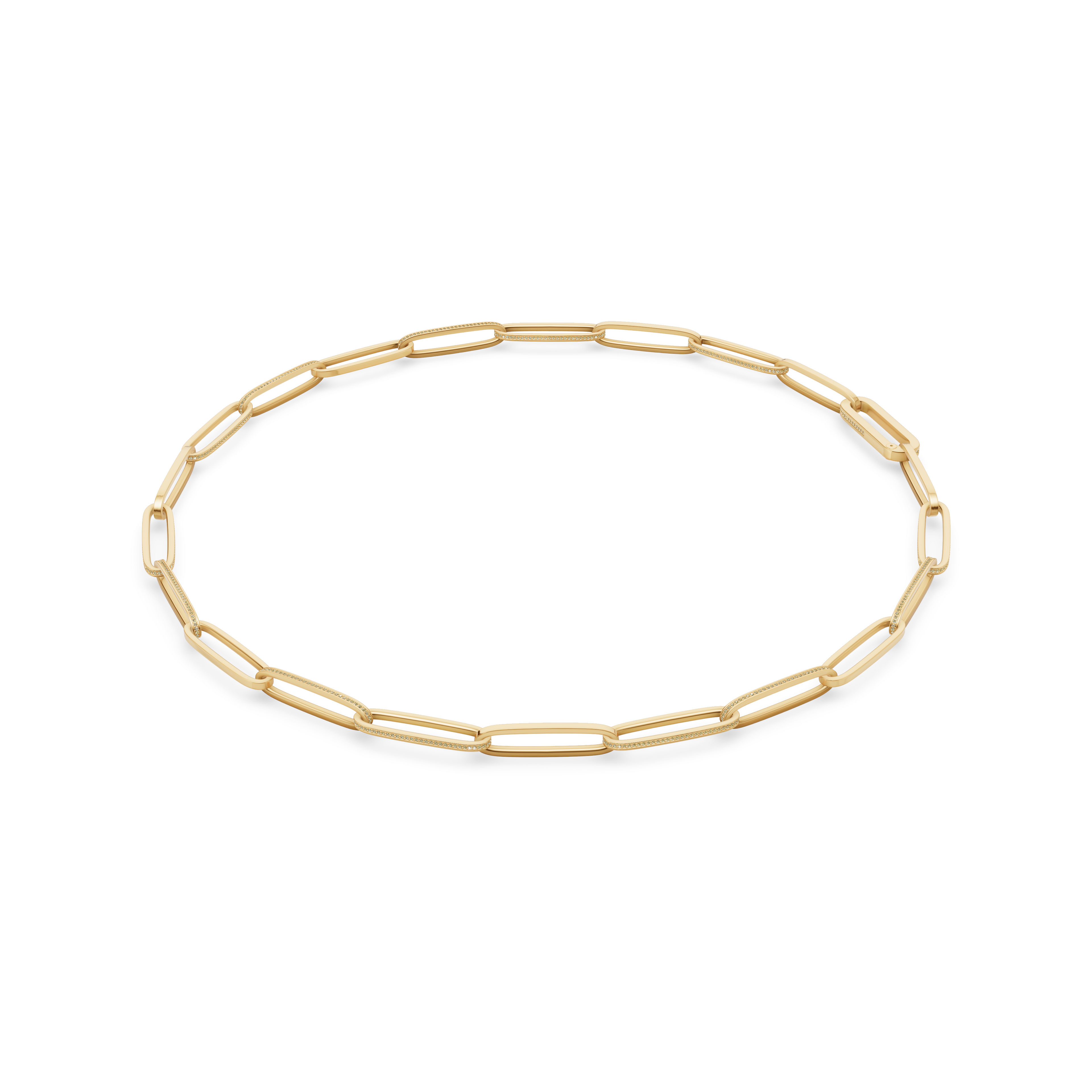 'Diana' Fancy Champagne Natural Diamond Pavé & High Polish, Semi-set Large Link Necklace