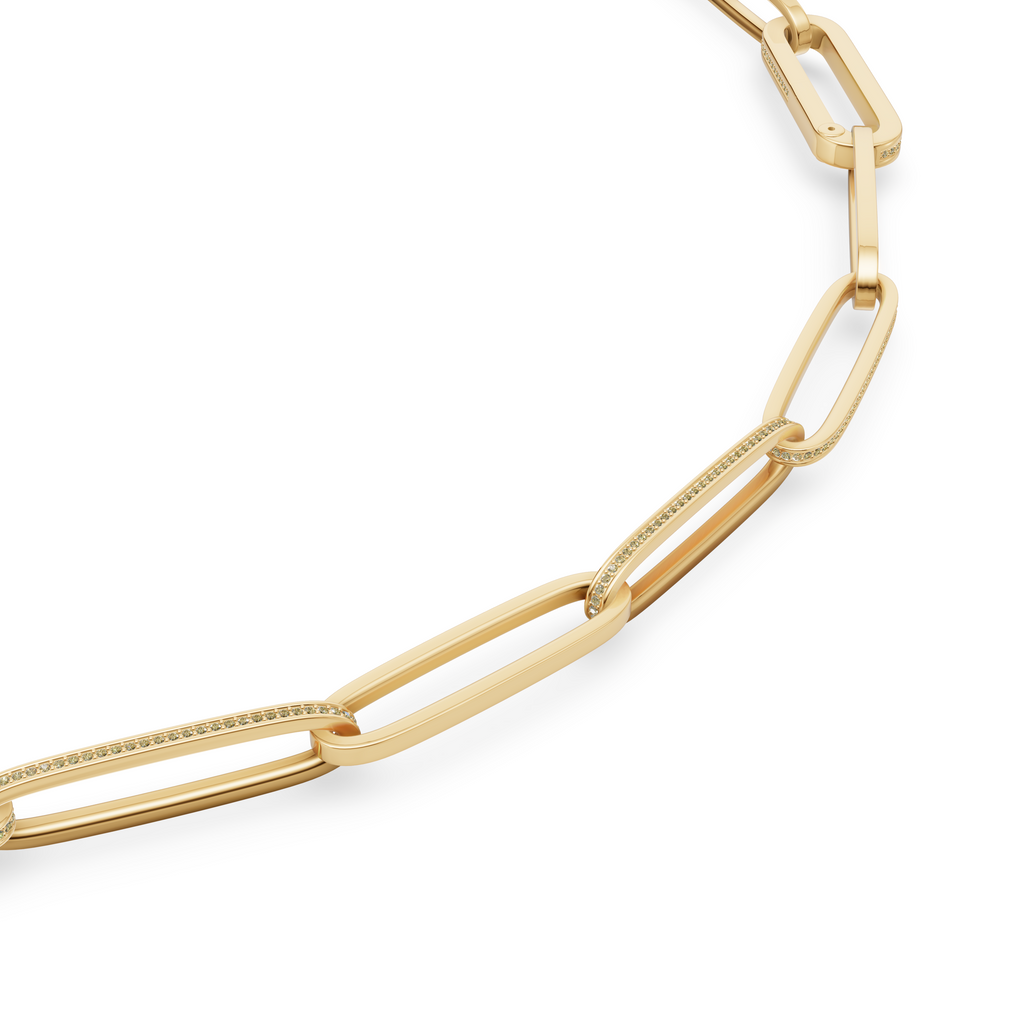 'Diana' Fancy Champagne Natural Diamond Pavé & High Polish, Semi-set Large Link Necklace