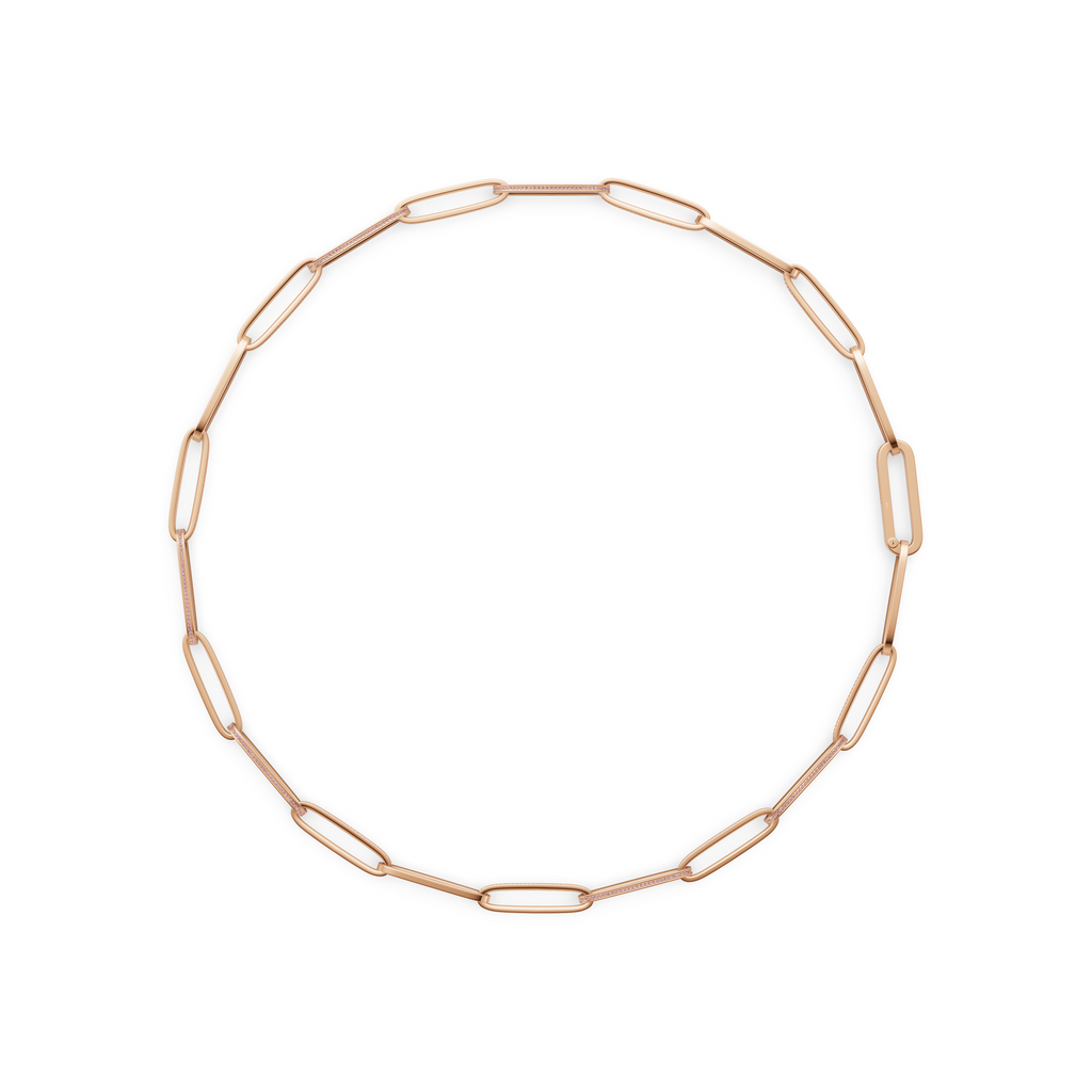 'Diana' Fancy Intense Pink Lab Diamond Pavé & High Polish, Semi-set Large Link Necklace