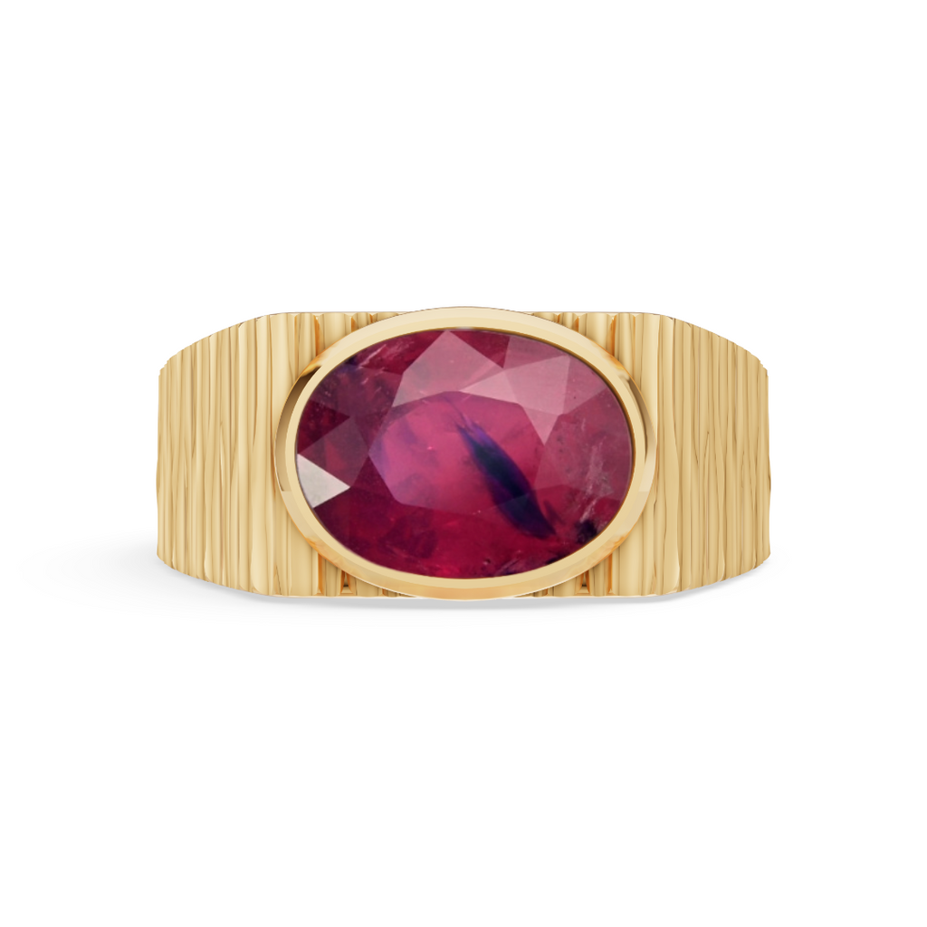 'Getz' Bezel-Set 4.26 Carats Fancy Shape Bicolor Sapphire and 18K Yellow Gold ring