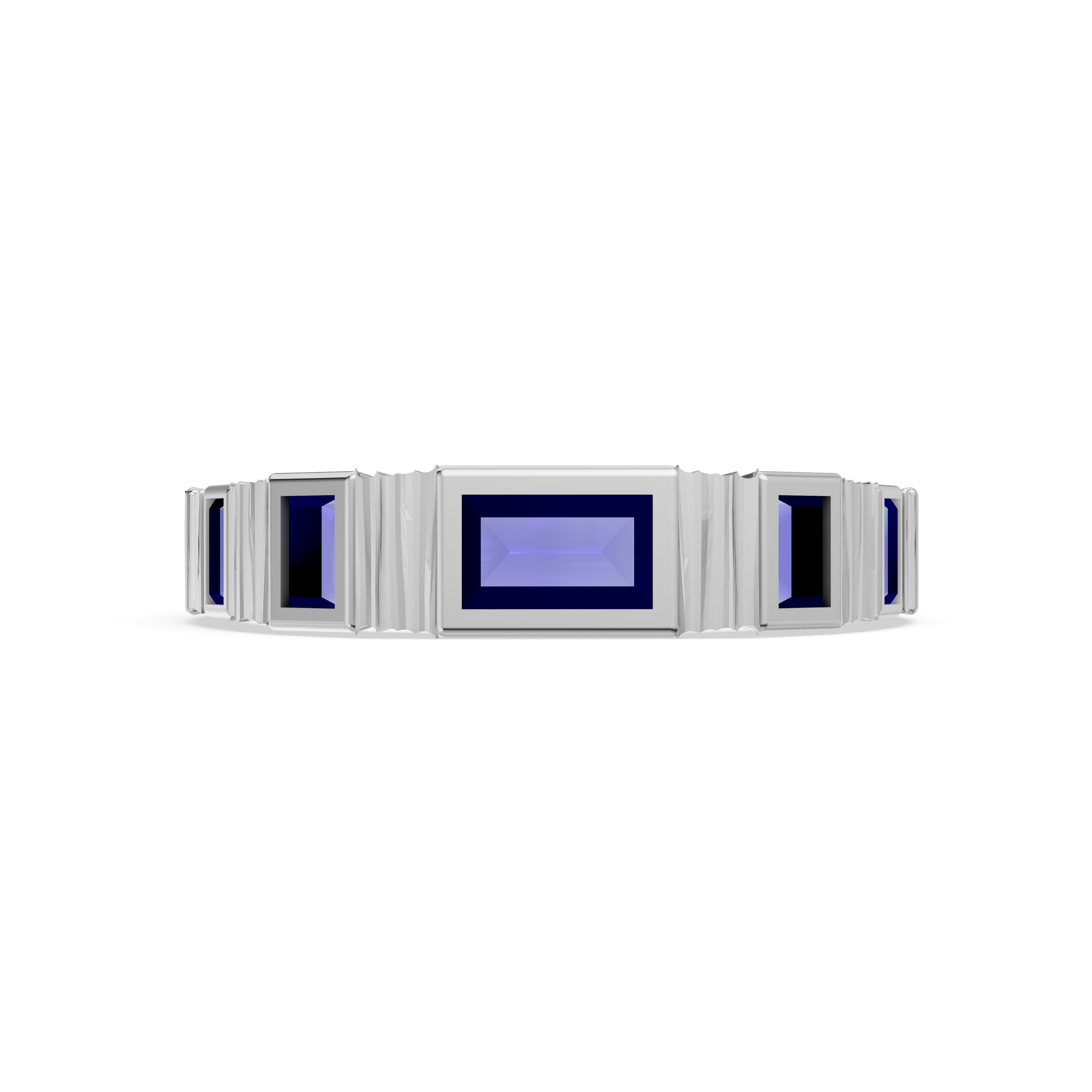 'Adderley' Bezel-Set 1.00 TCW Graduated Baguette Cut Lab Blue Sapphire Band