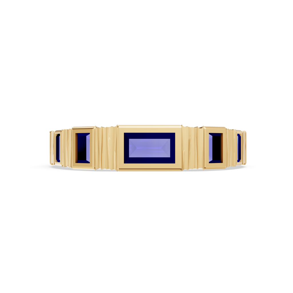 'Adderley' Bezel-Set 1.00 TCW Graduated Baguette Cut Lab Blue Sapphire Band