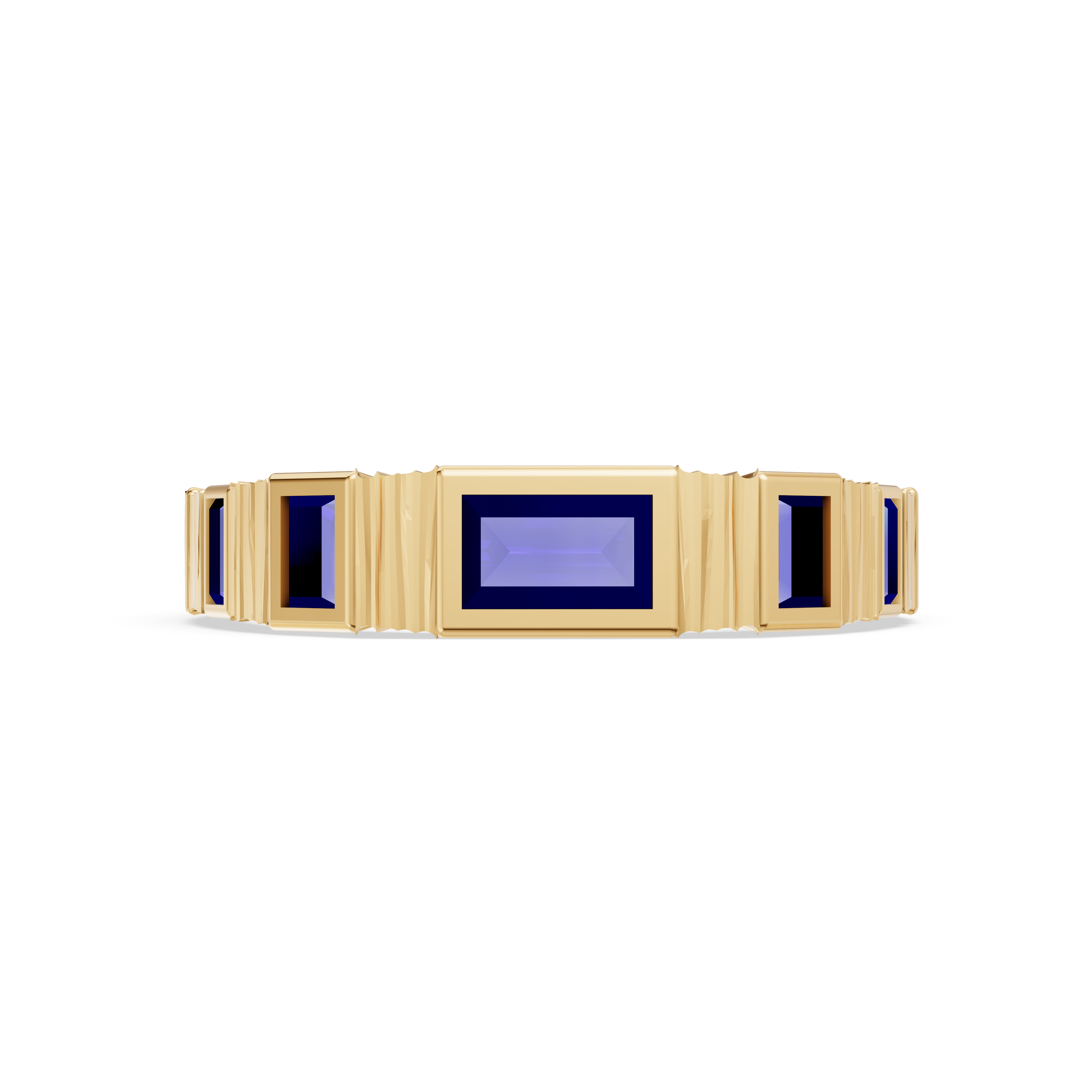 'Adderley' Bezel-Set 1.00 TCW Graduated Baguette Cut Lab Blue Sapphire Band