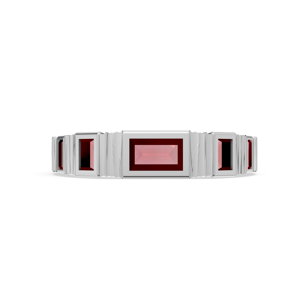 'Adderley' Bezel-Set 1.00 TCW Graduated Baguette Cut Lab Ruby Band