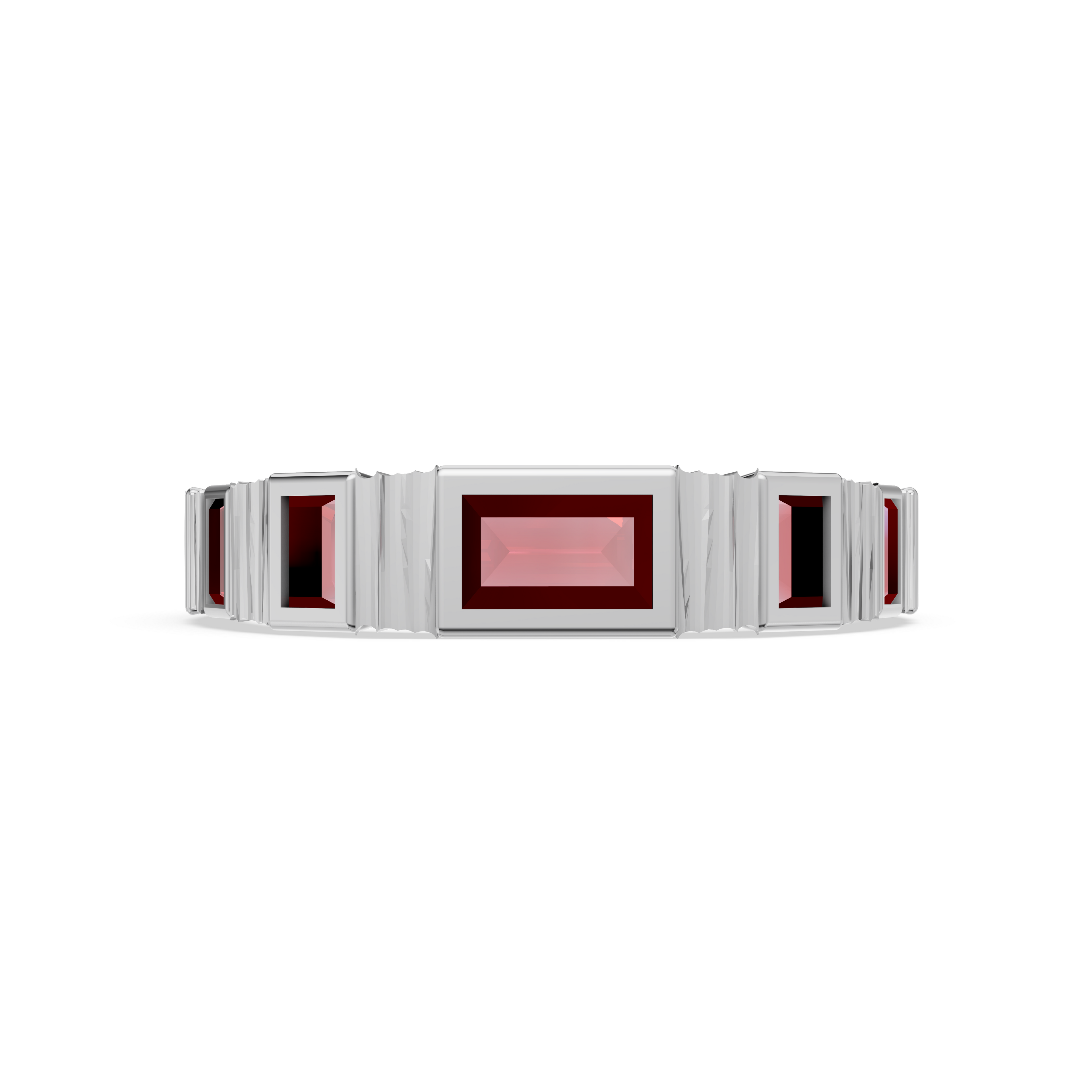 'Adderley' Bezel-Set 1.00 TCW Graduated Baguette Cut Lab Ruby Band