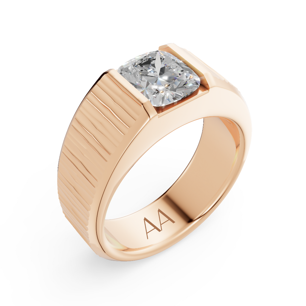 'Baxter' Semi Bezel-Set 2.00+ Carats Cushion Cut Lab Diamond and 18K Yellow Gold ring