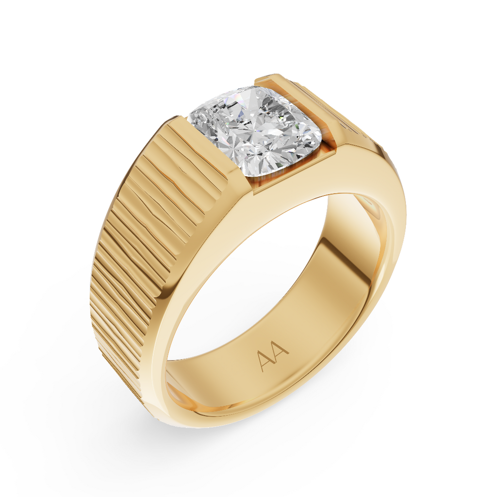 'Baxter' Semi Bezel-Set 2.00+ Carats Cushion Cut Lab Diamond and 18K Yellow Gold ring