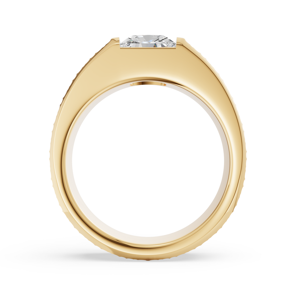 'Baxter' Semi Bezel-Set 2.00+ Carats Cushion Cut Lab Diamond and 18K Yellow Gold ring