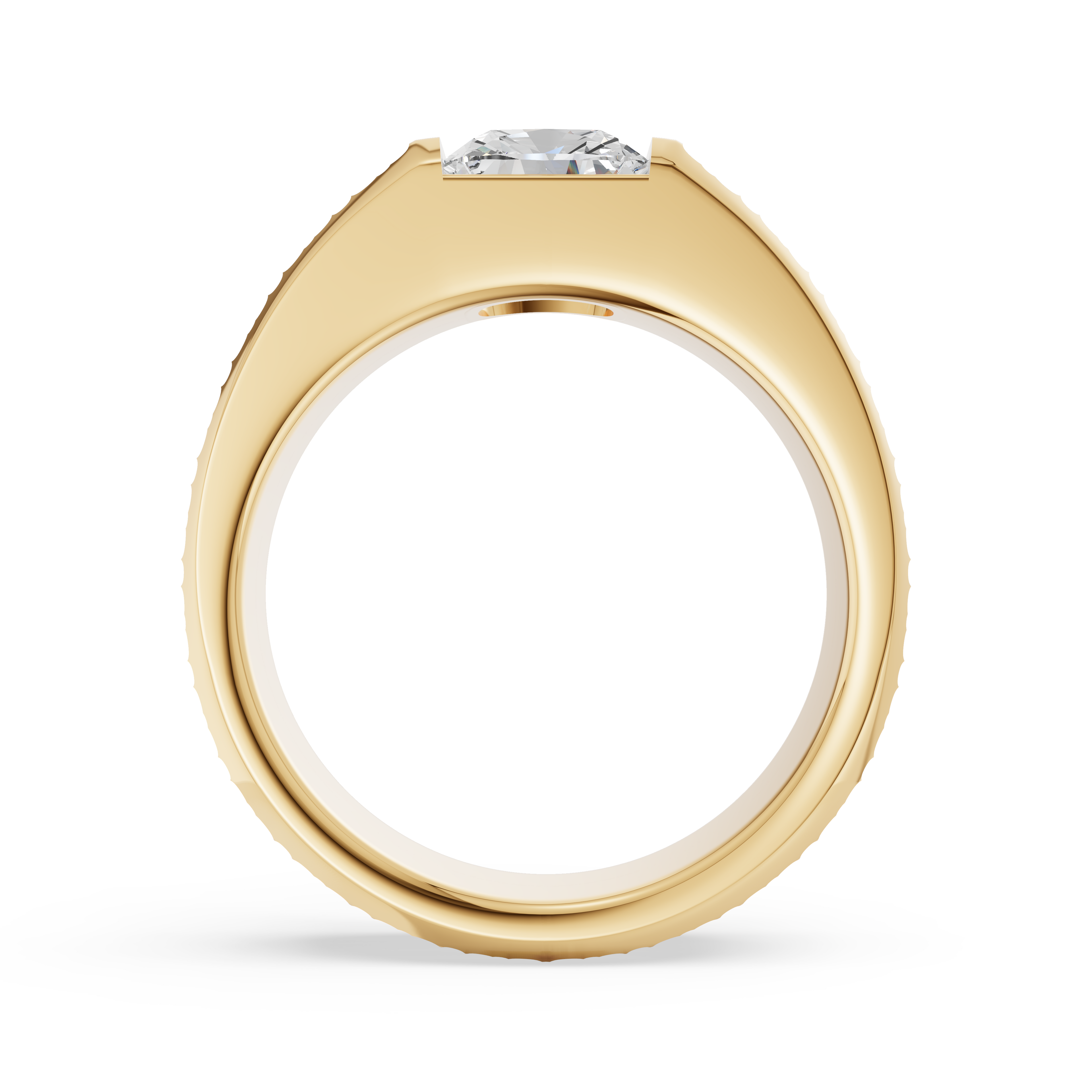 'Baxter' Semi Bezel-Set 2.00+ Carats Cushion Cut Lab Diamond and 18K Yellow Gold ring