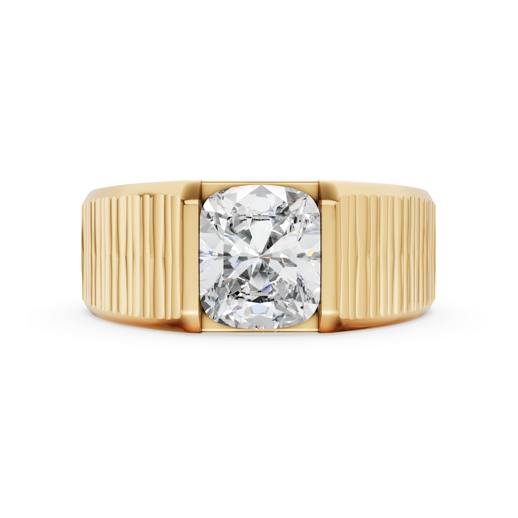 'Baxter' Semi Bezel-Set 2.00+ Carats Cushion Cut Lab Diamond and 18K Yellow Gold ring
