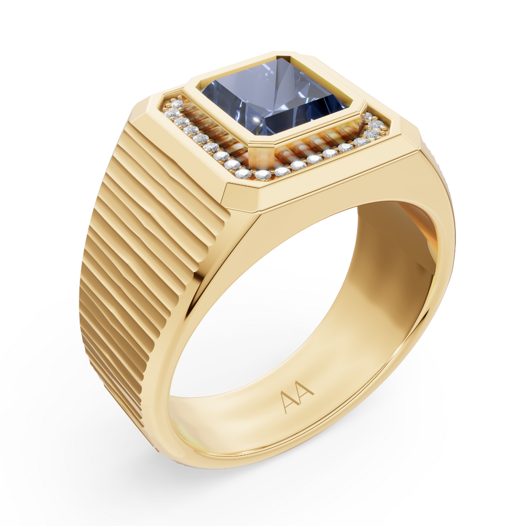 'Blakey' 1.50 Carat Radiant Cut Blue Sapphire & Lab Diamond pavé ring