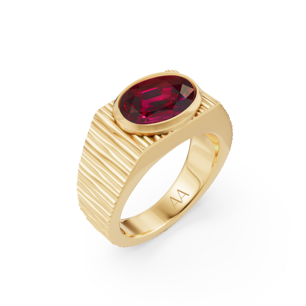 'Getz' Bezel-Set 3.50 Carats Oval Cut Lab Grown Ruby Ring
