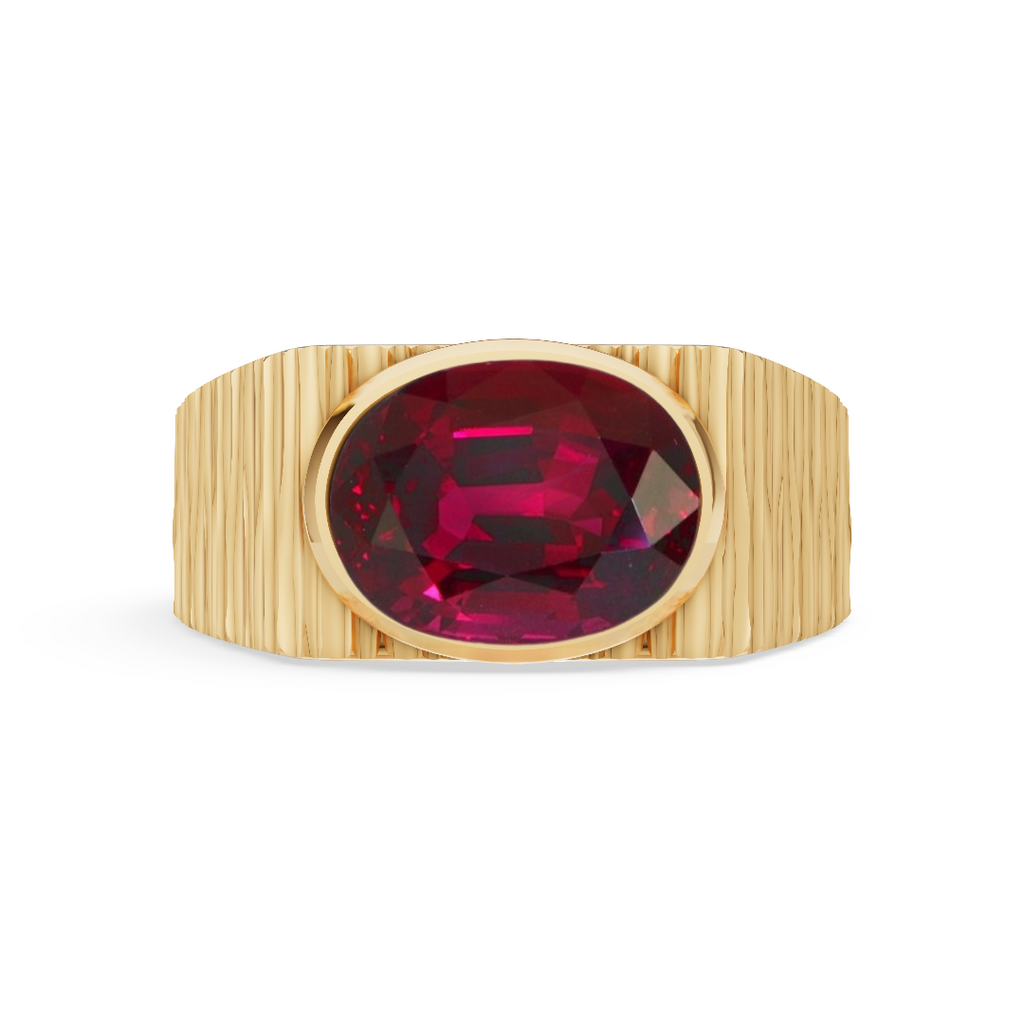 'Getz' Bezel-Set 3.50 Carats Oval Cut Lab Grown Ruby Ring