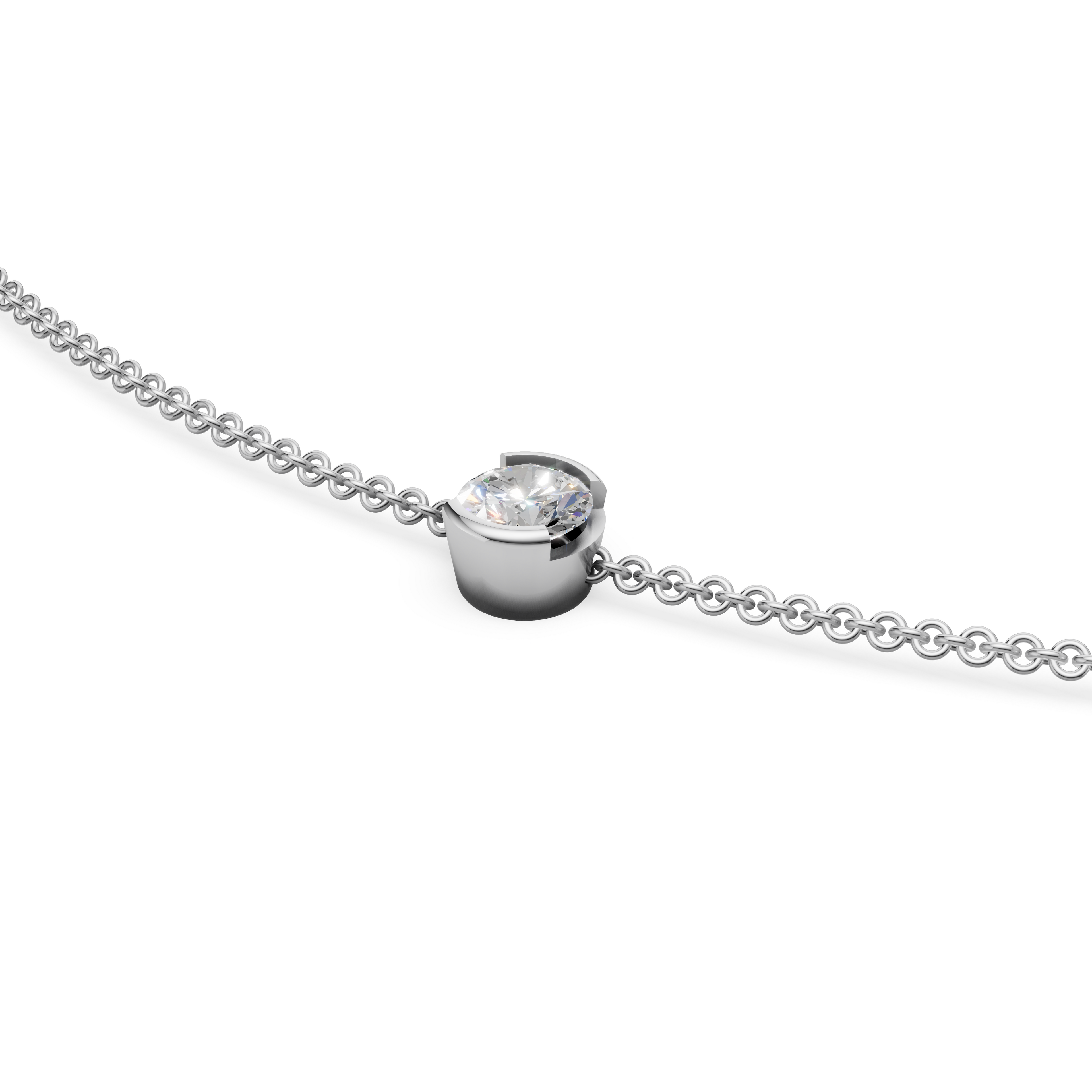 'Baker' Semi Bezel-Set, 0.50 TCW Lab Diamond Pendant Necklace