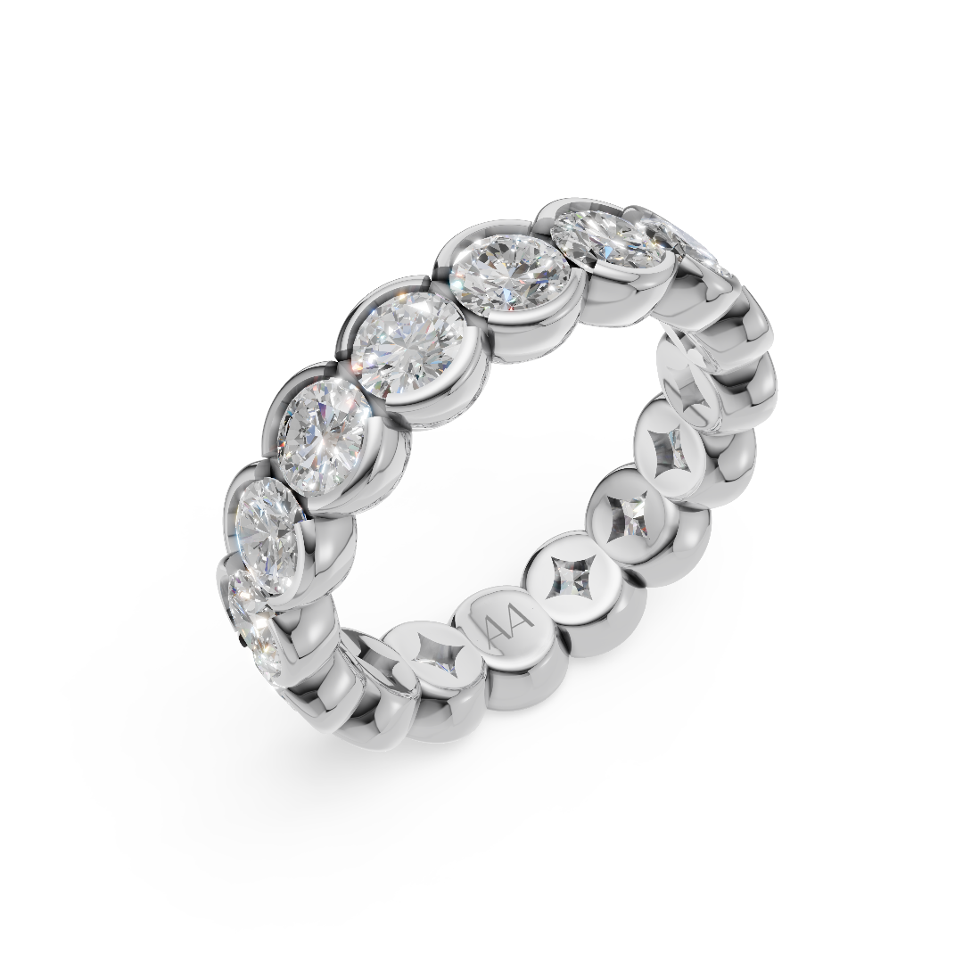 'Parker' Semi Bezel-Set 4.00 TCW Round Brilliant Cut Lab Diamond Eternity Band (25 points)
