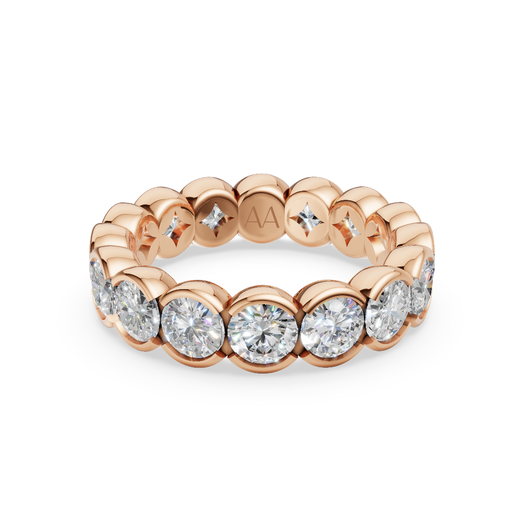 'Parker' Semi Bezel-Set 4.00 TCW Round Brilliant Cut Lab Diamond Eternity Band (25 points)