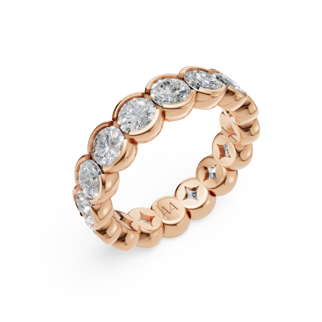 'Parker' Semi Bezel-Set 4.00 TCW Round Brilliant Cut Lab Diamond Eternity Band (25 points)