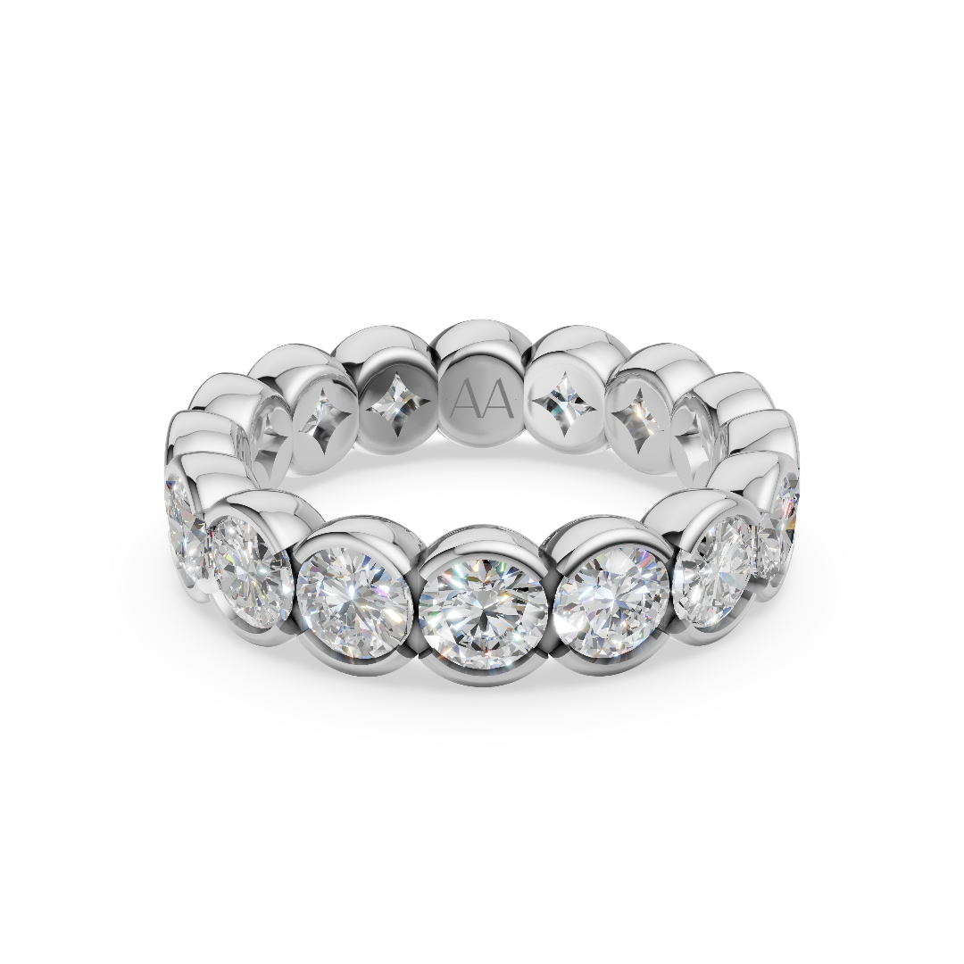 'Parker' Semi Bezel-Set 4.00 TCW Round Brilliant Cut Lab Diamond Eternity Band (25 points)