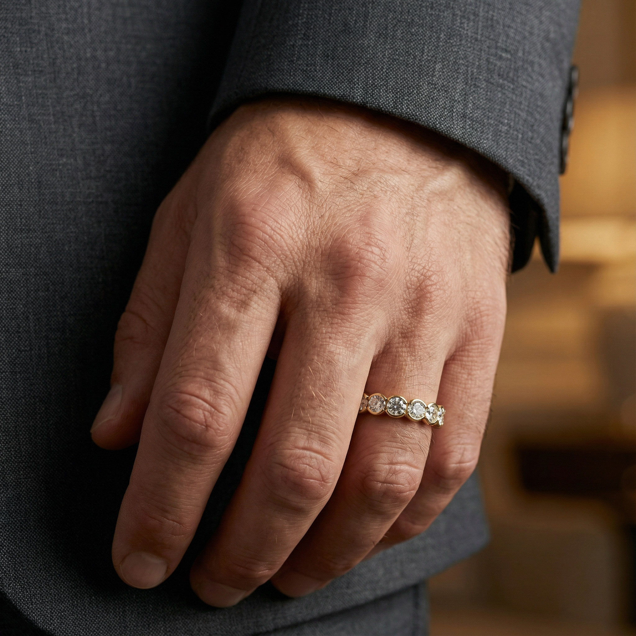 'Parker' Semi Bezel-Set 4.00 TCW Round Brilliant Cut Lab Diamond Eternity Band (25 points)