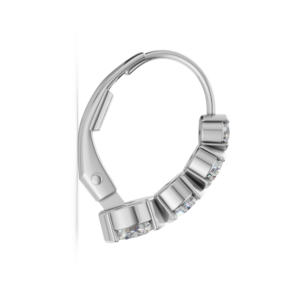 'Tjader' Semi Bezel-Set 1.00 TCW Graduated Round Brilliant Cut Lab Diamond Leverback Earrings