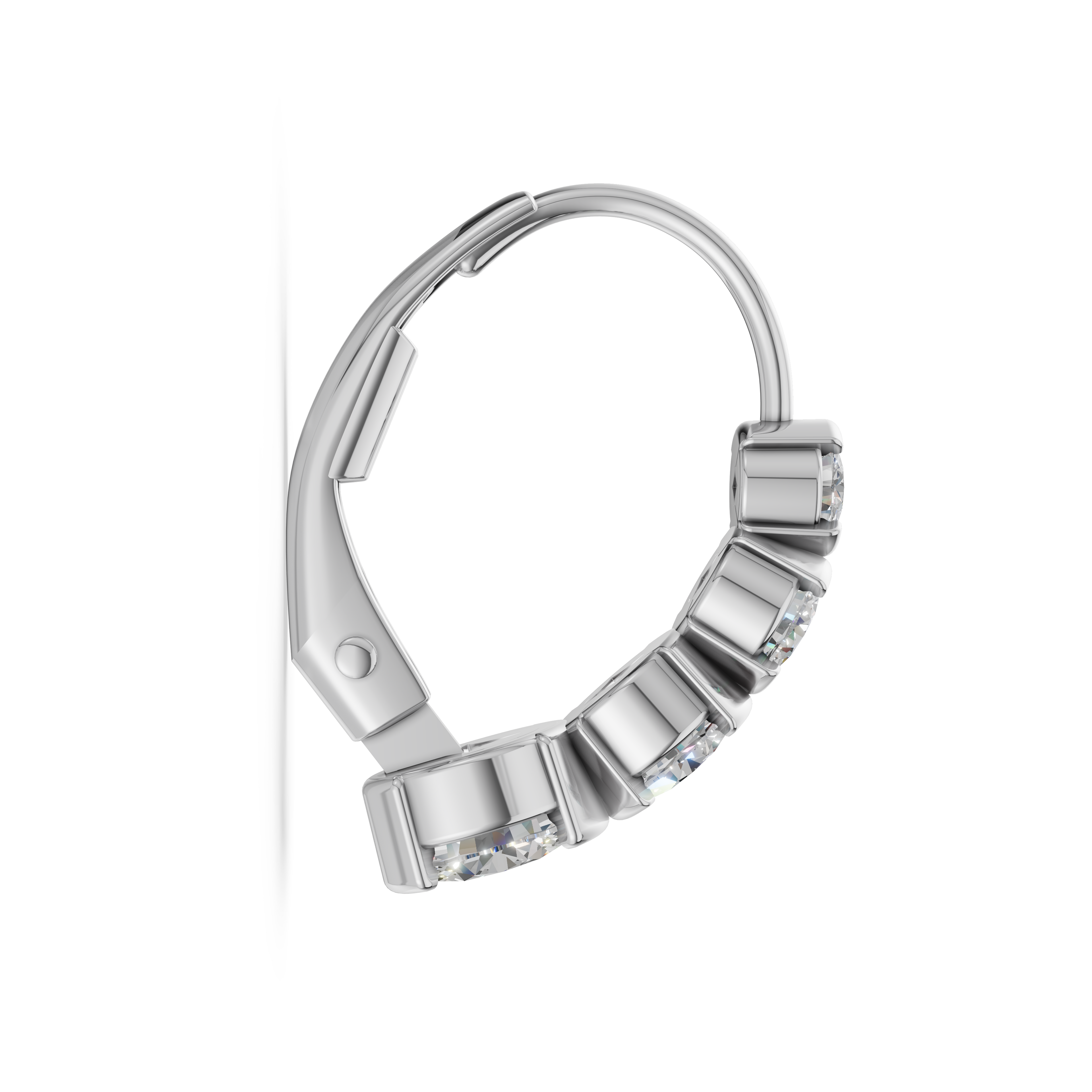 'Tjader' Semi Bezel-Set 1.00 TCW Graduated Round Brilliant Cut Lab Diamond Leverback Earrings