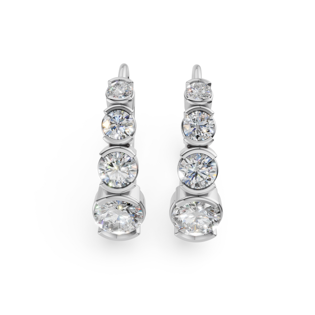 'Tjader' Semi Bezel-Set 1.00 TCW Graduated Round Brilliant Cut Lab Diamond Leverback Earrings