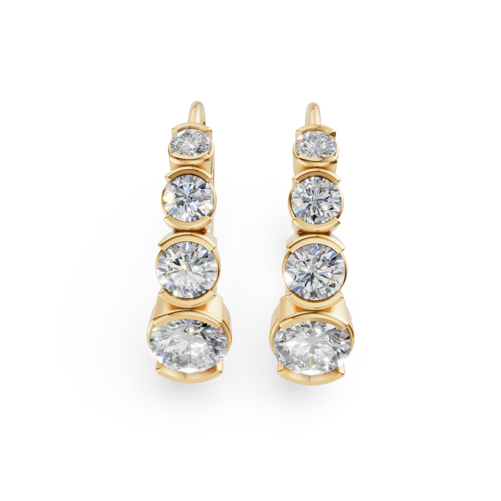 'Tjader' Semi Bezel-Set 1.00 TCW Graduated Round Brilliant Cut Lab Diamond Leverback Earrings