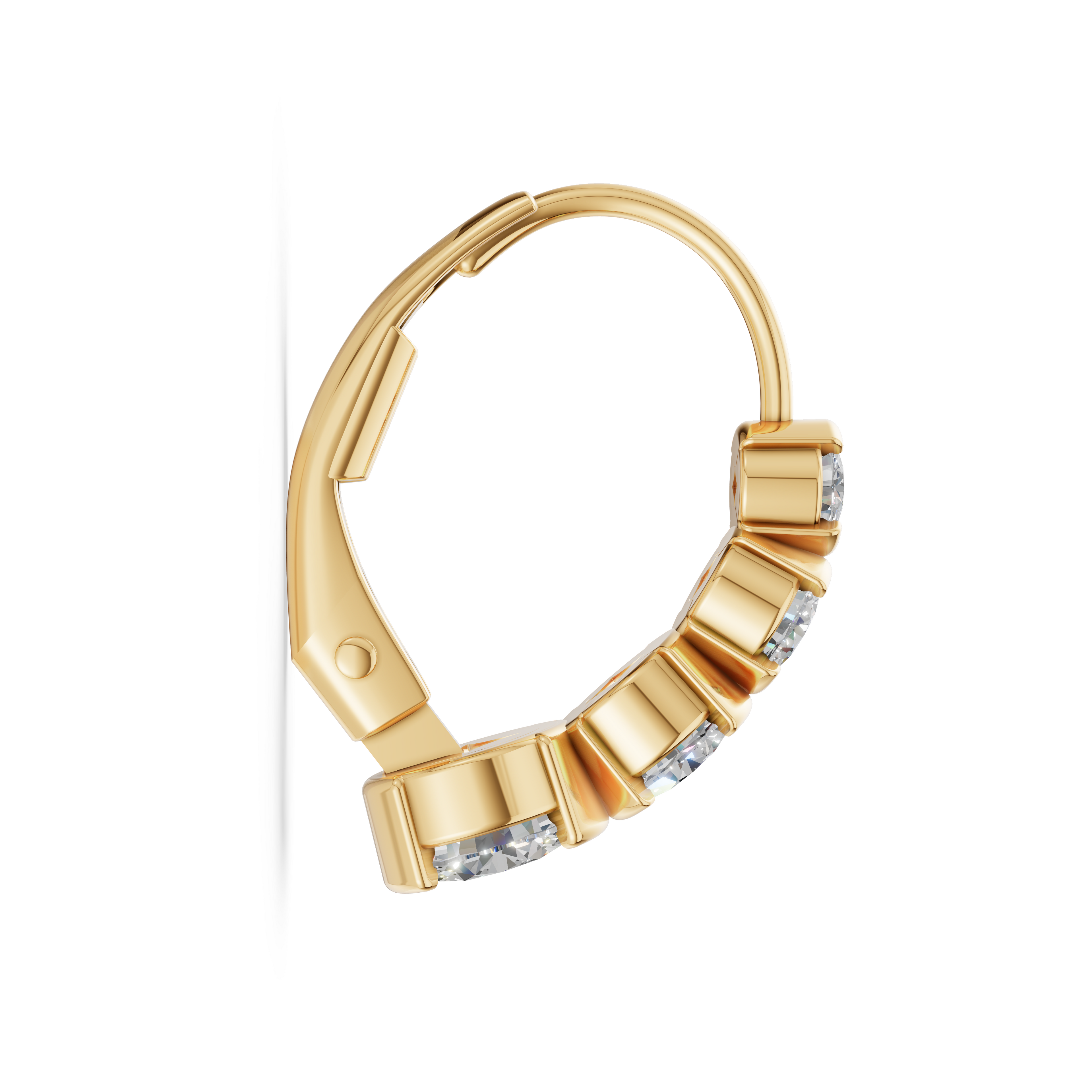 'Tjader' Semi Bezel-Set 1.00 TCW Graduated Round Brilliant Cut Lab Diamond Leverback Earrings