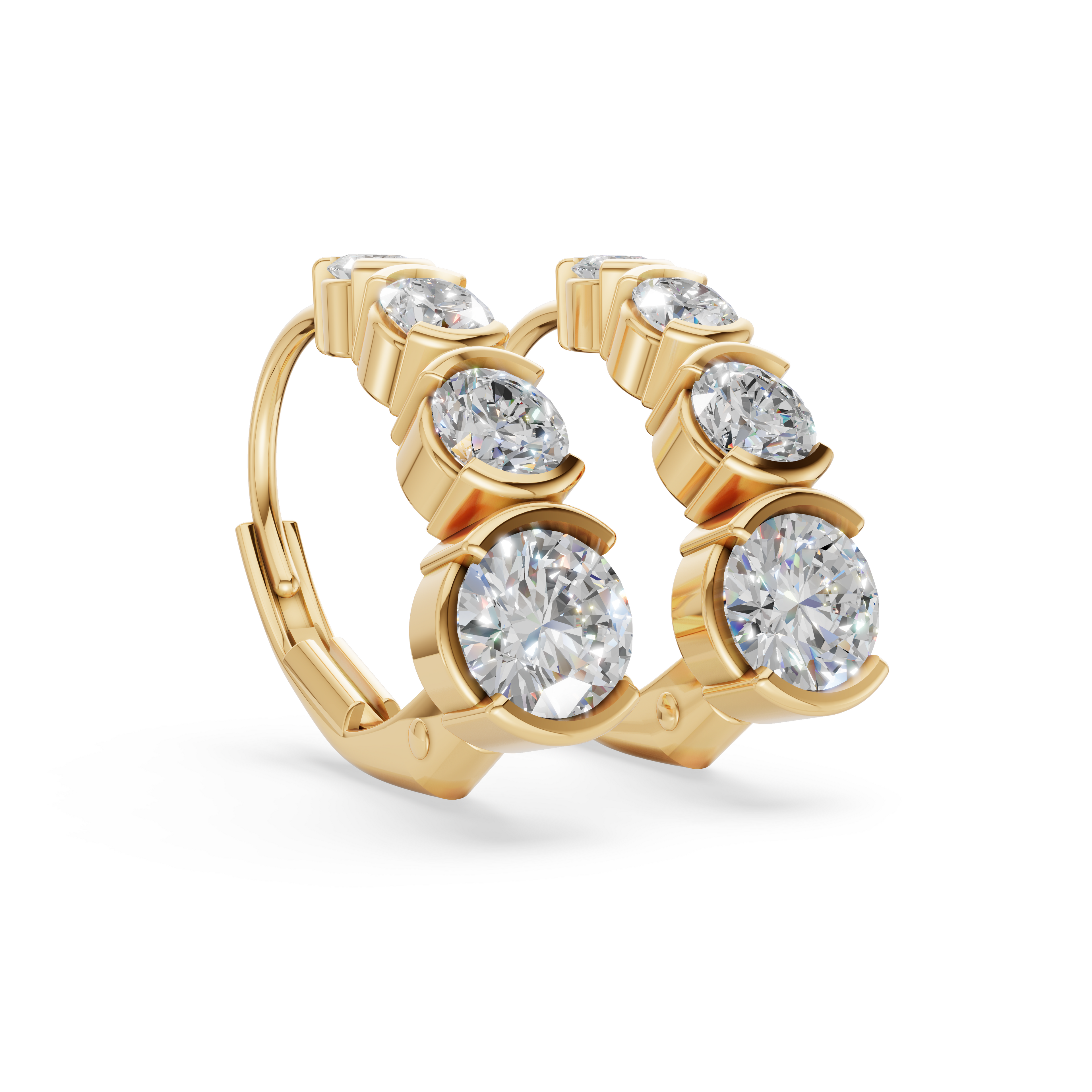 'Tjader' Semi Bezel-Set 1.00 TCW Graduated Round Brilliant Cut Lab Diamond Leverback Earrings