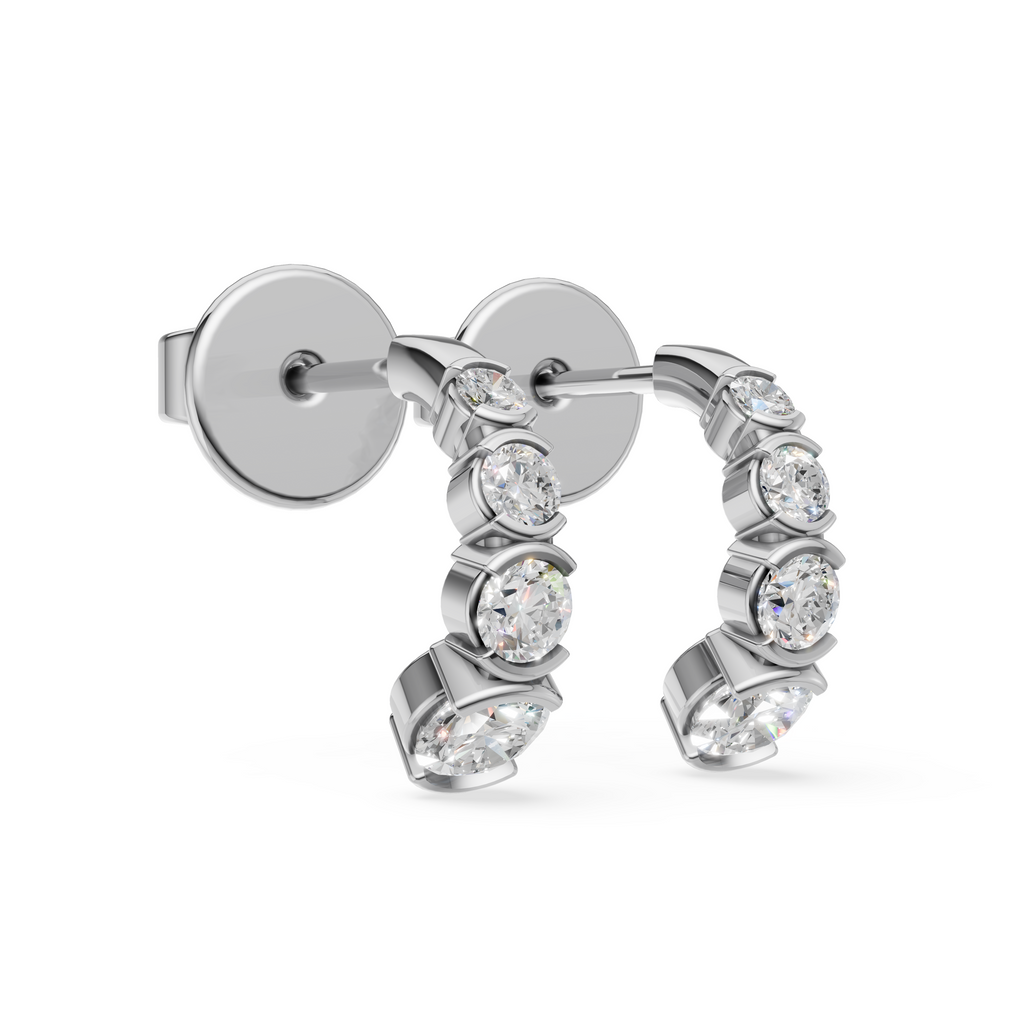 'Tjader II' Semi Bezel-Set 1.00 Total Carat Weight Graduated Round Brilliant Cut Lab Diamond Earrings