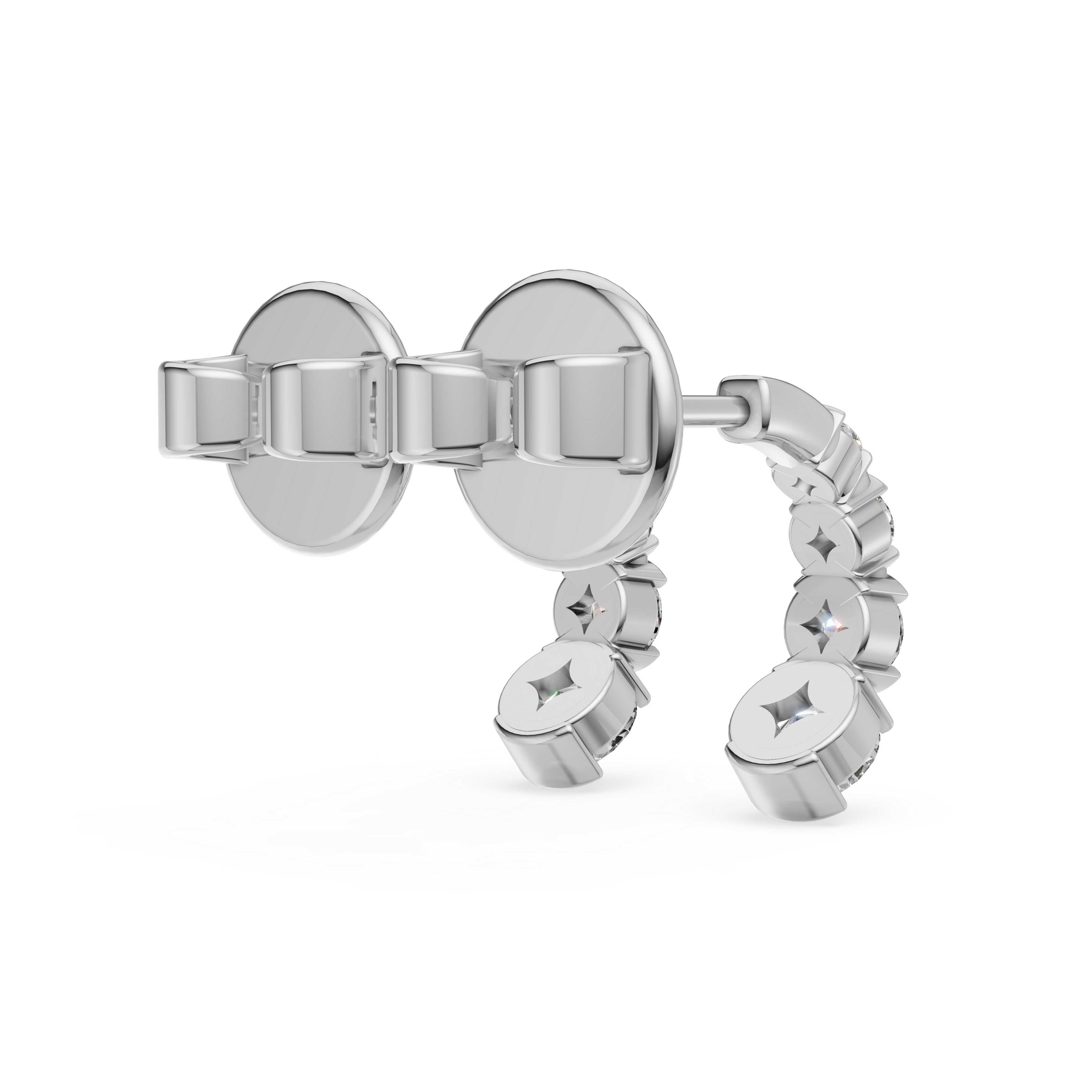 'Tjader II' Semi Bezel-Set 1.00 Total Carat Weight Graduated Round Brilliant Cut Lab Diamond Earrings