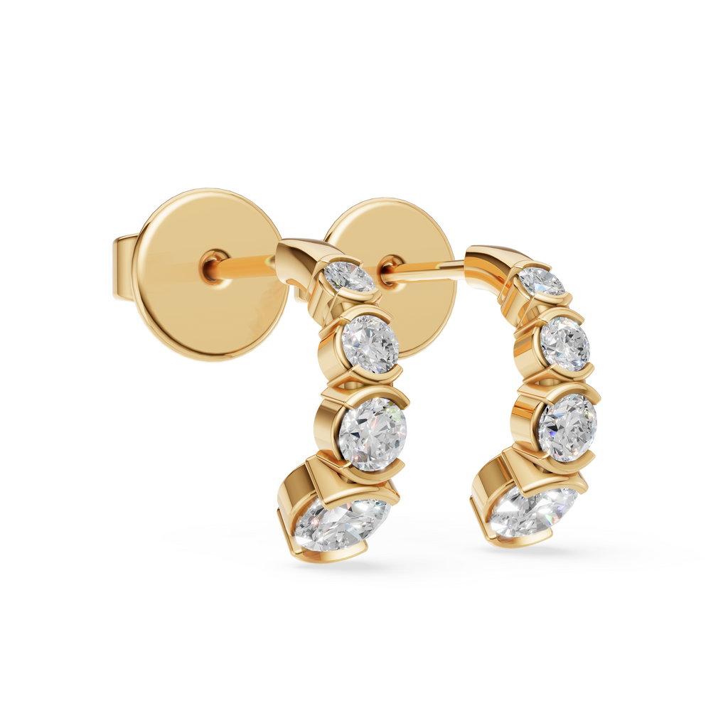 'Tjader II' Semi Bezel-Set 1.00 Total Carat Weight Graduated Round Brilliant Cut Lab Diamond Earrings