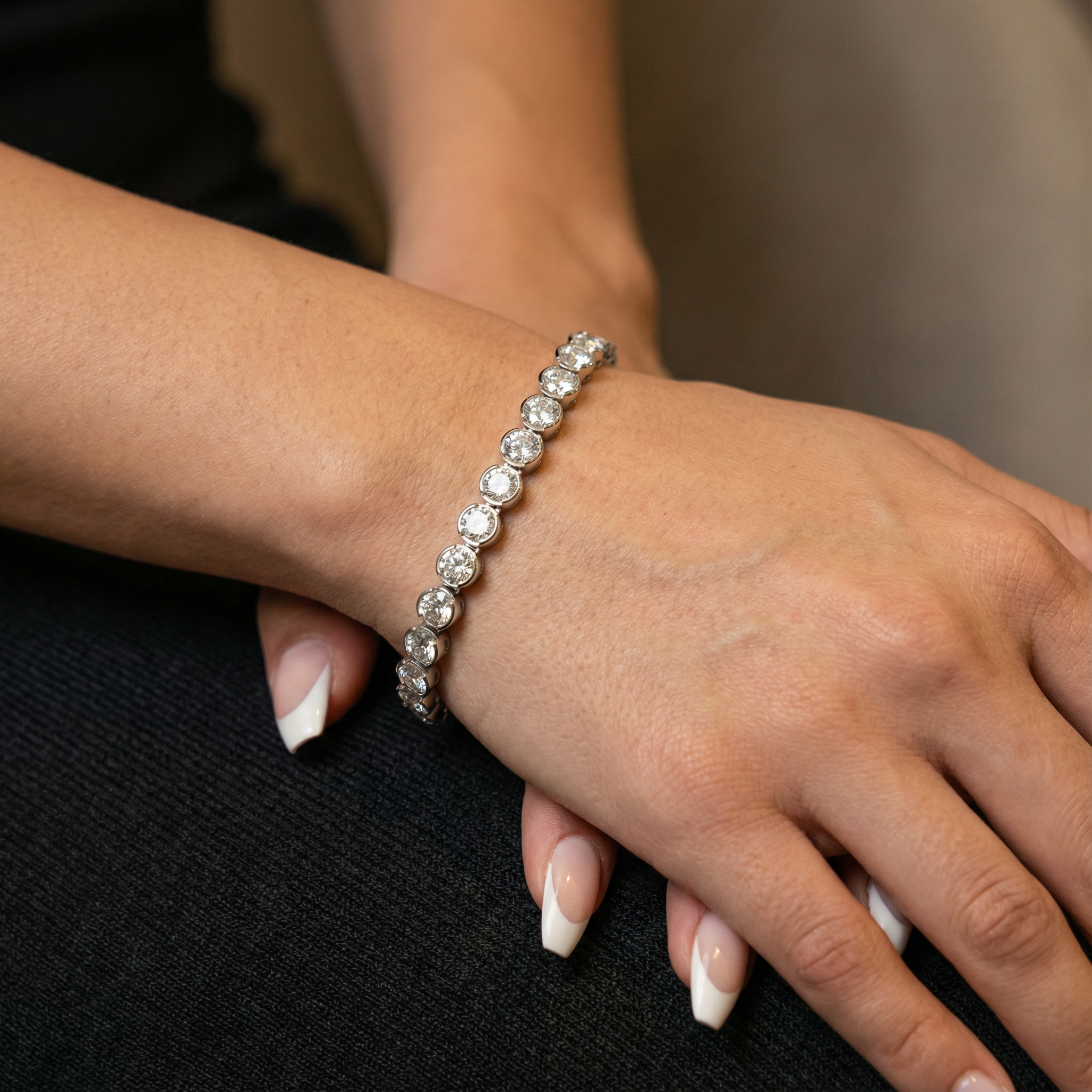 'Quincy' Semi Bezel-Set, 8.75 TCW Round Brilliant Cut Lab Diamond Bracelet