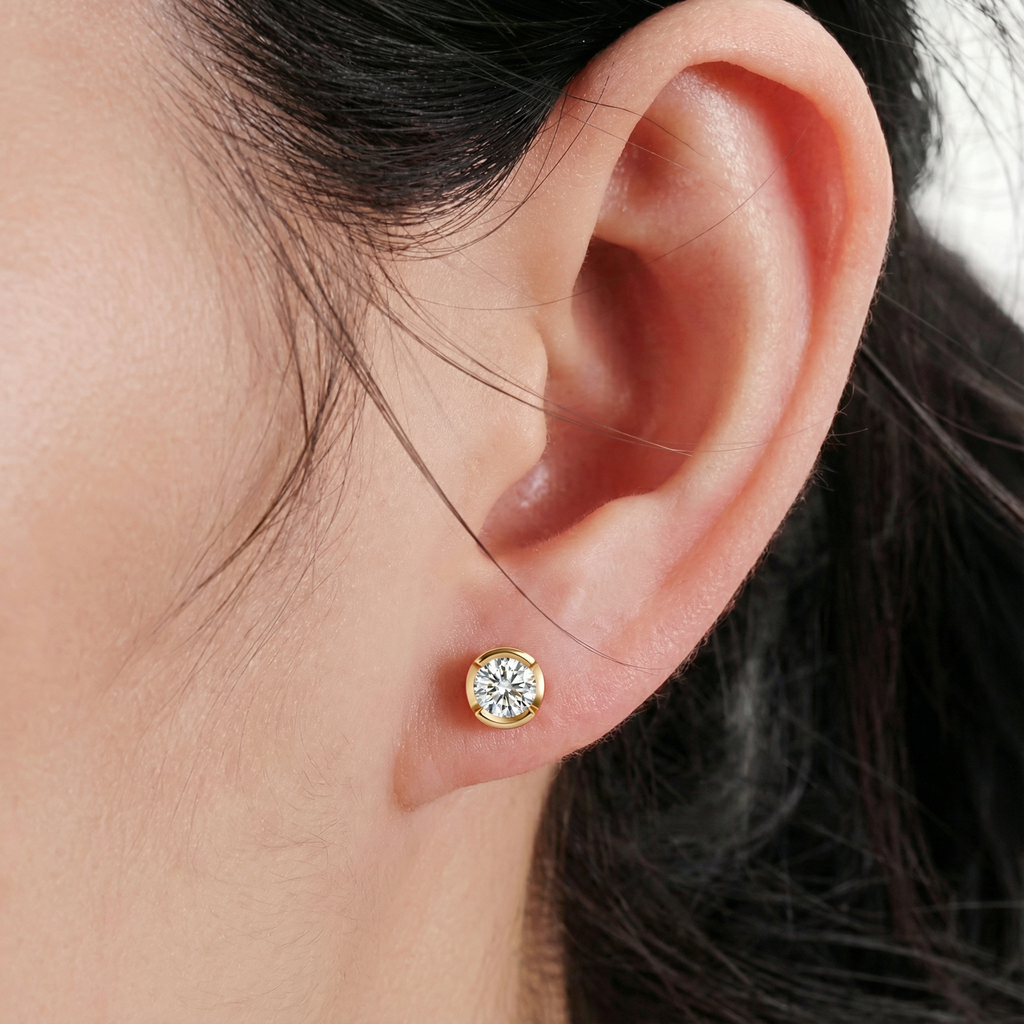 'Evans' Semi Bezel-Set Round Brilliant Cut Lab Diamond Stud Earrings