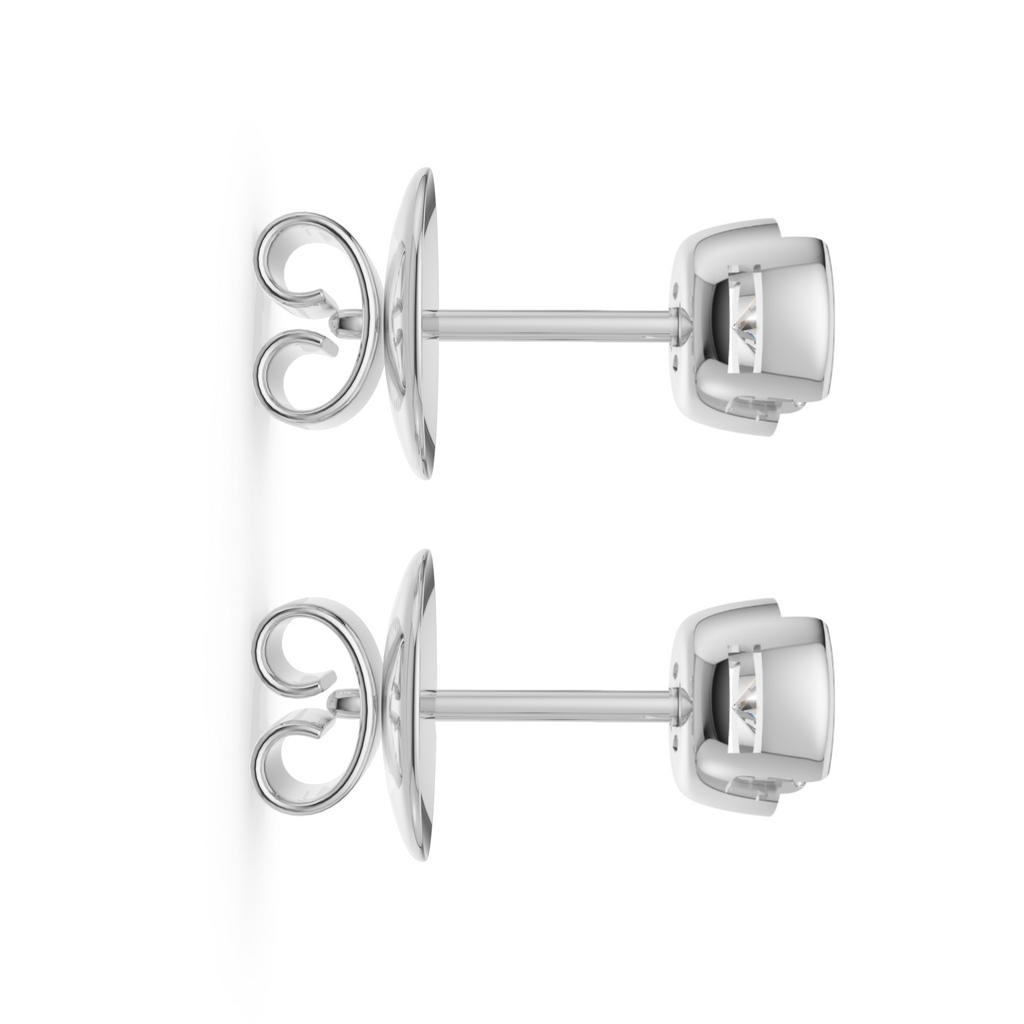 'Evans' Semi Bezel-Set Round Brilliant Cut Lab Diamond Stud Earrings