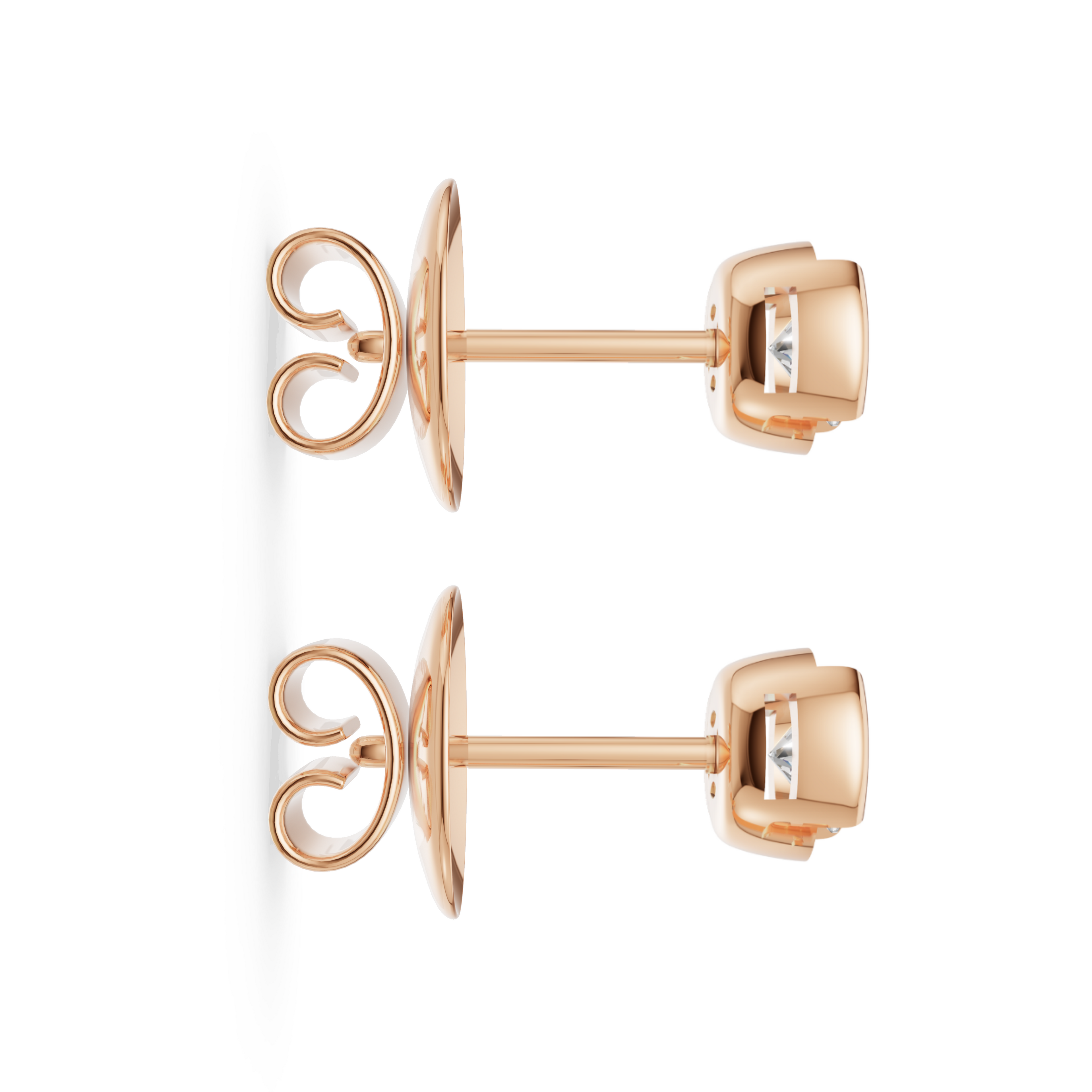 'Evans' Semi Bezel-Set Round Brilliant Cut Lab Diamond Stud Earrings