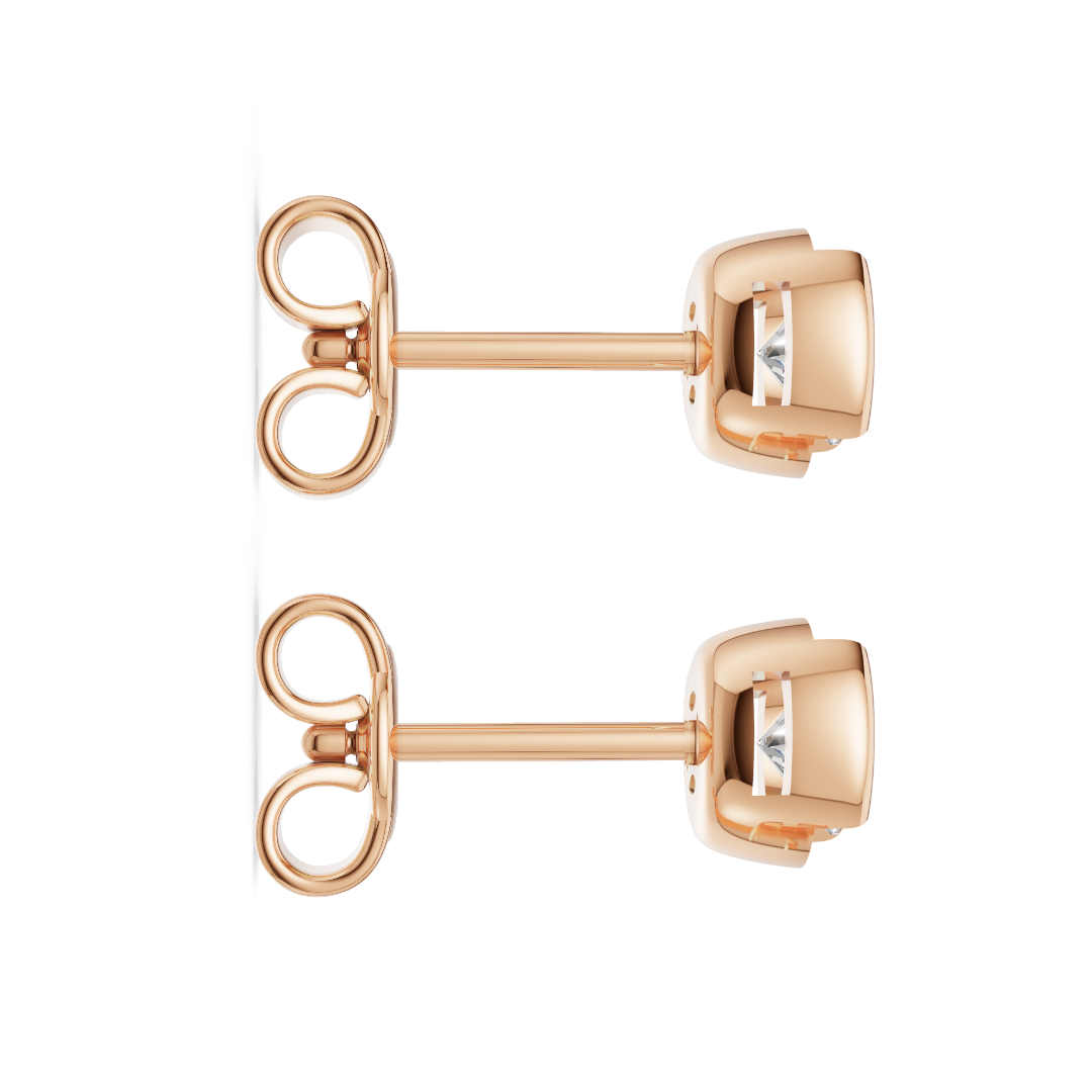 'Evans' Semi Bezel-Set Round Brilliant Cut Lab Diamond Stud Earrings