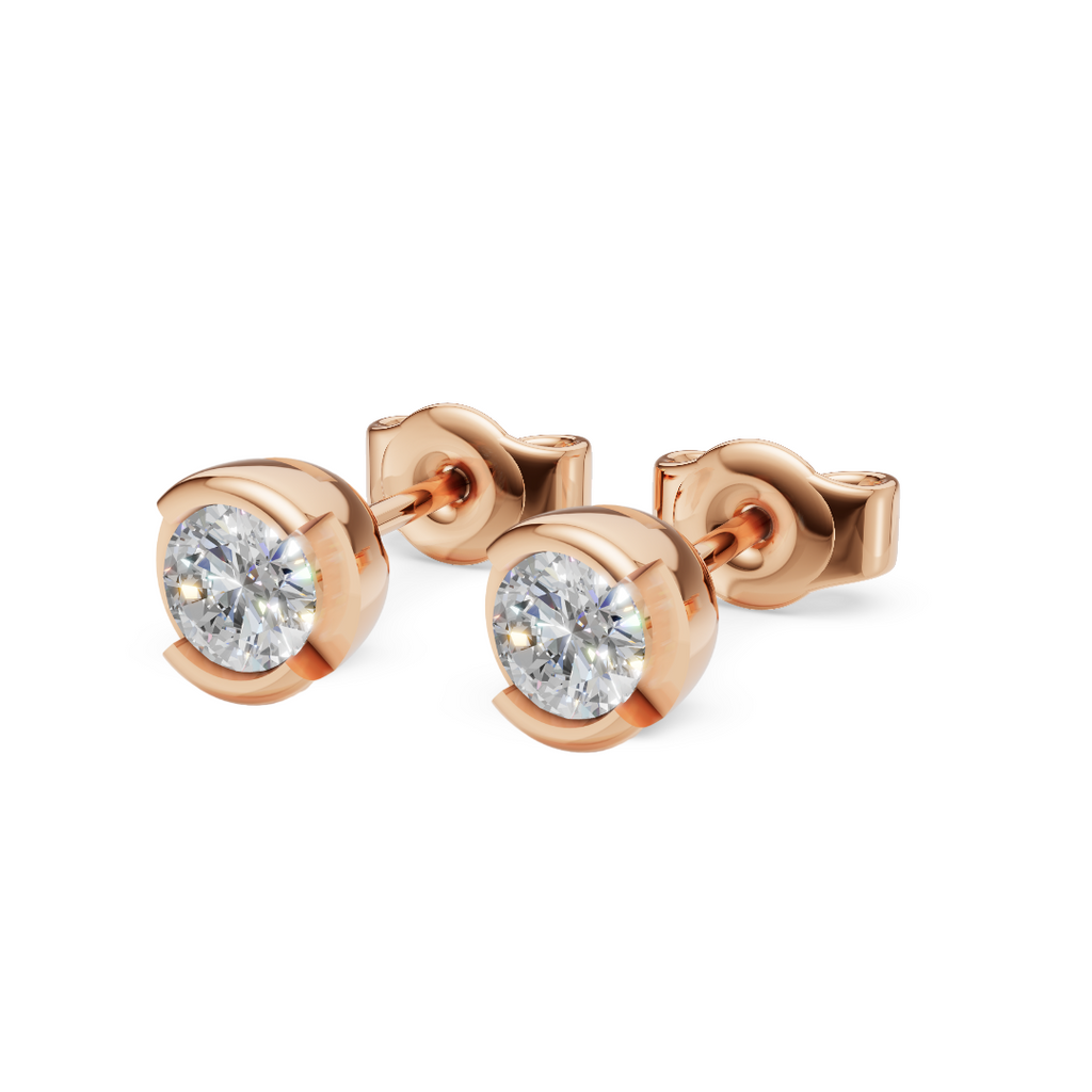 'Evans' Semi Bezel-Set Round Brilliant Cut Lab Diamond Stud Earrings