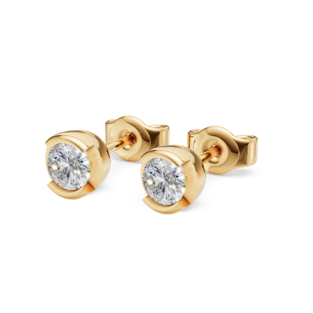 'Evans' Semi Bezel-Set Round Brilliant Cut Lab Diamond Stud Earrings
