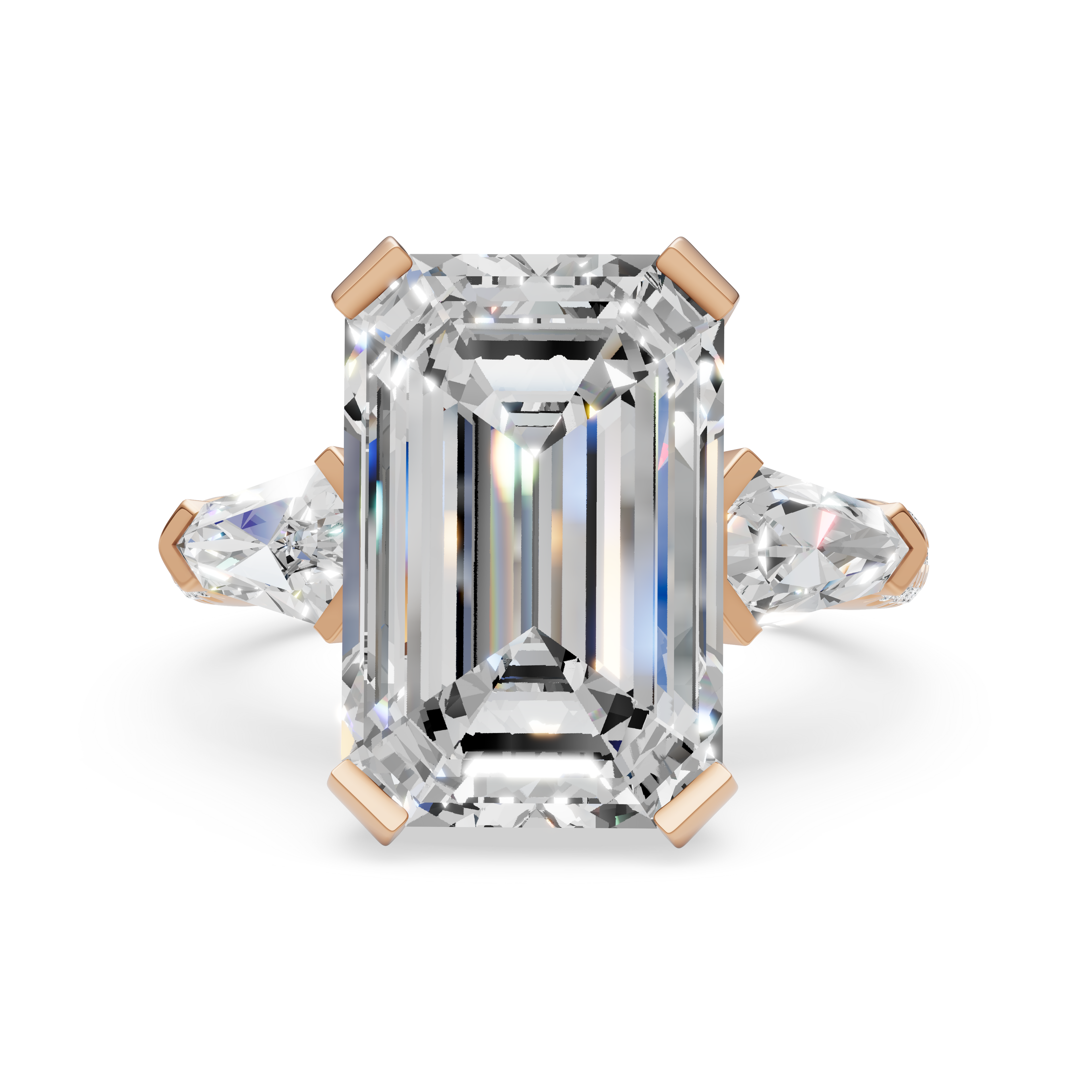 'Luna' Three-Rows Pavé Three Stone Lab Diamond Engagement Ring