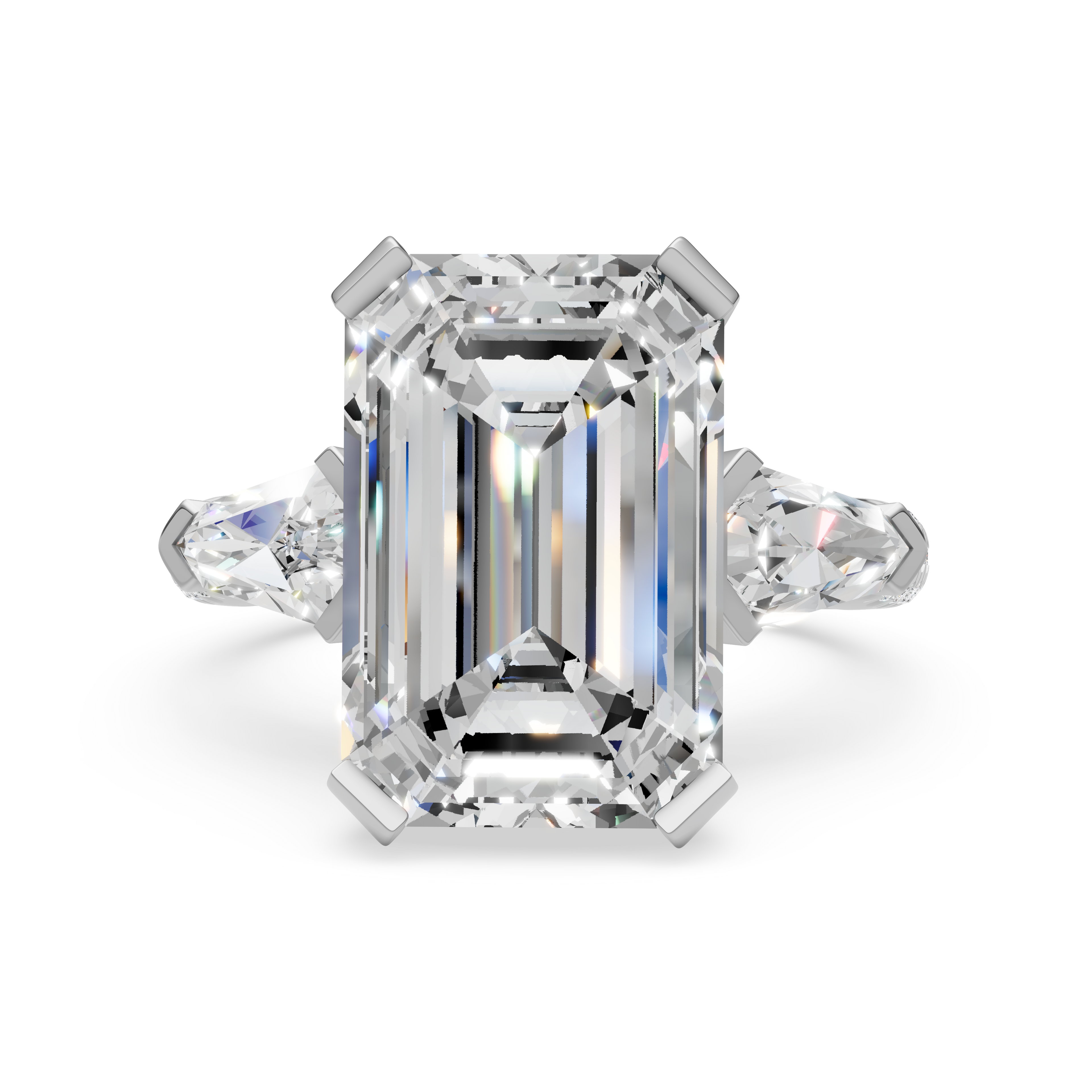 'Luna' Three-Rows Pavé Three Stone Lab Diamond Engagement Ring