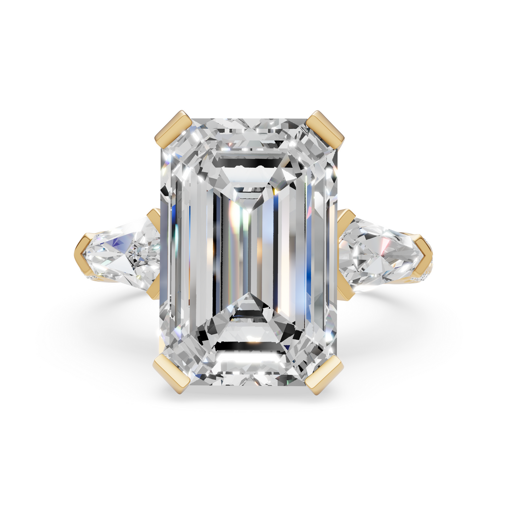 'Luna' Three-Rows Pavé Three Stone Lab Diamond Engagement Ring