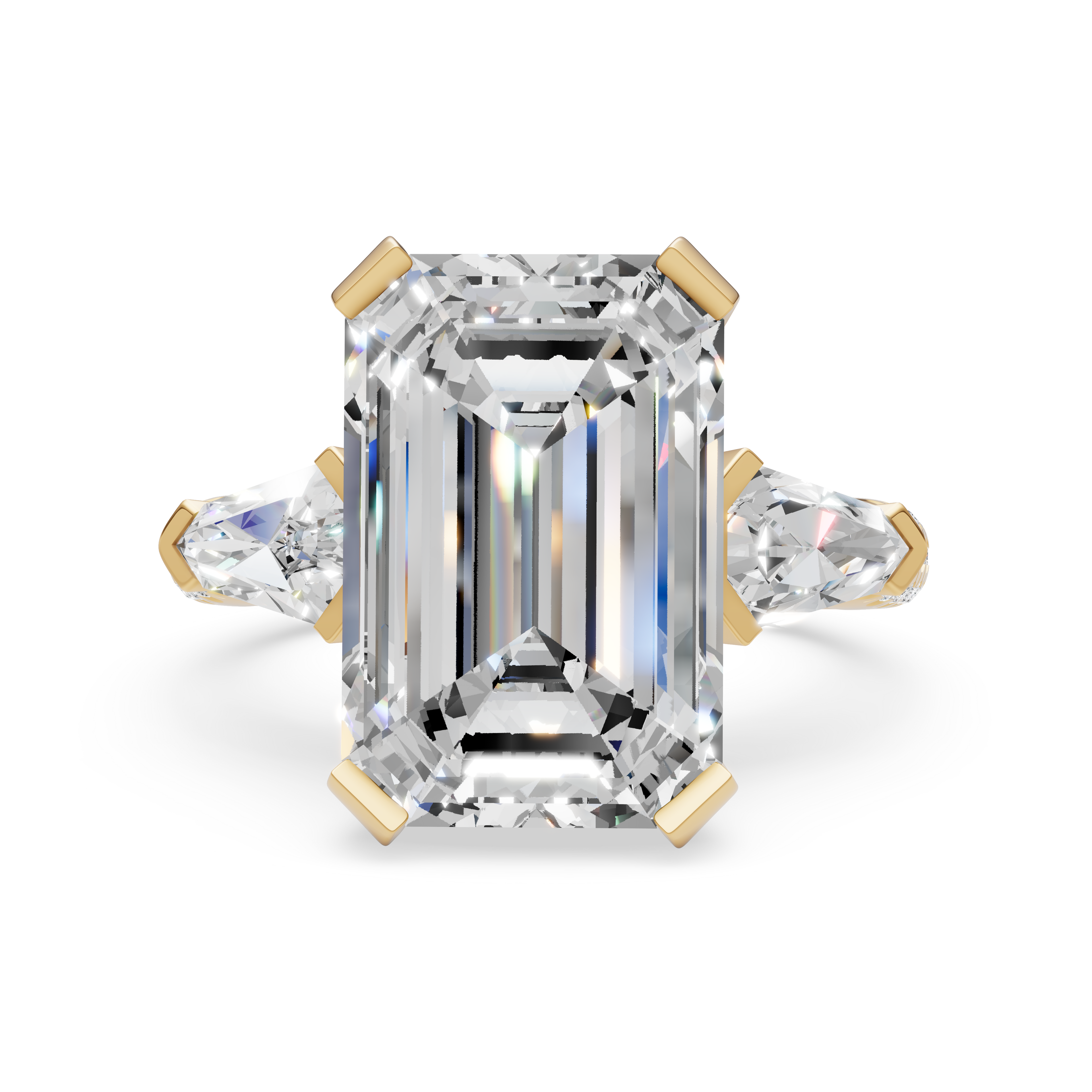 'Luna' Three-Rows Pavé Three Stone Lab Diamond Engagement Ring