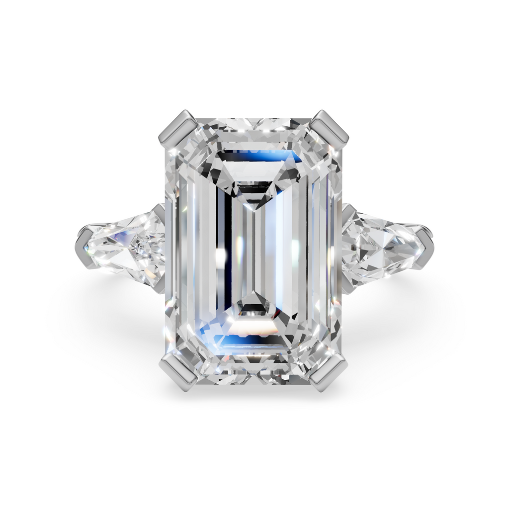 'Luna' One-Row Pavé Three Stone Lab Diamond Engagement Ring